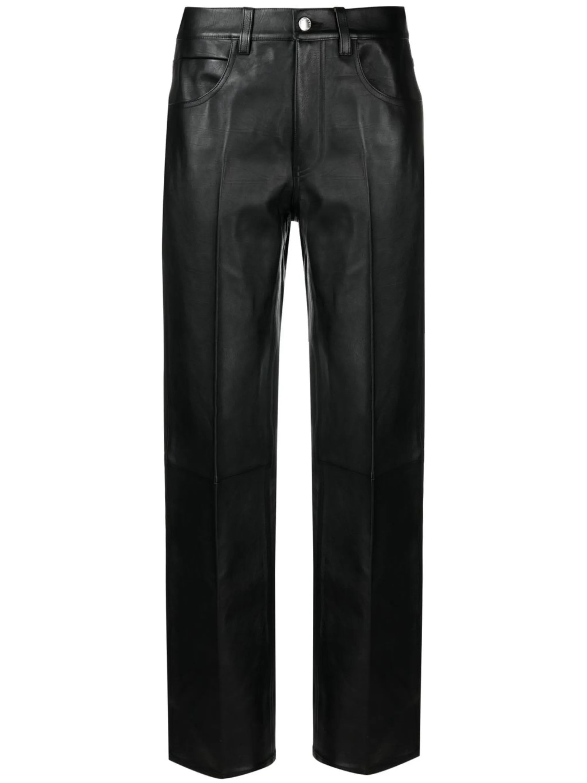 leather straight-leg trousers