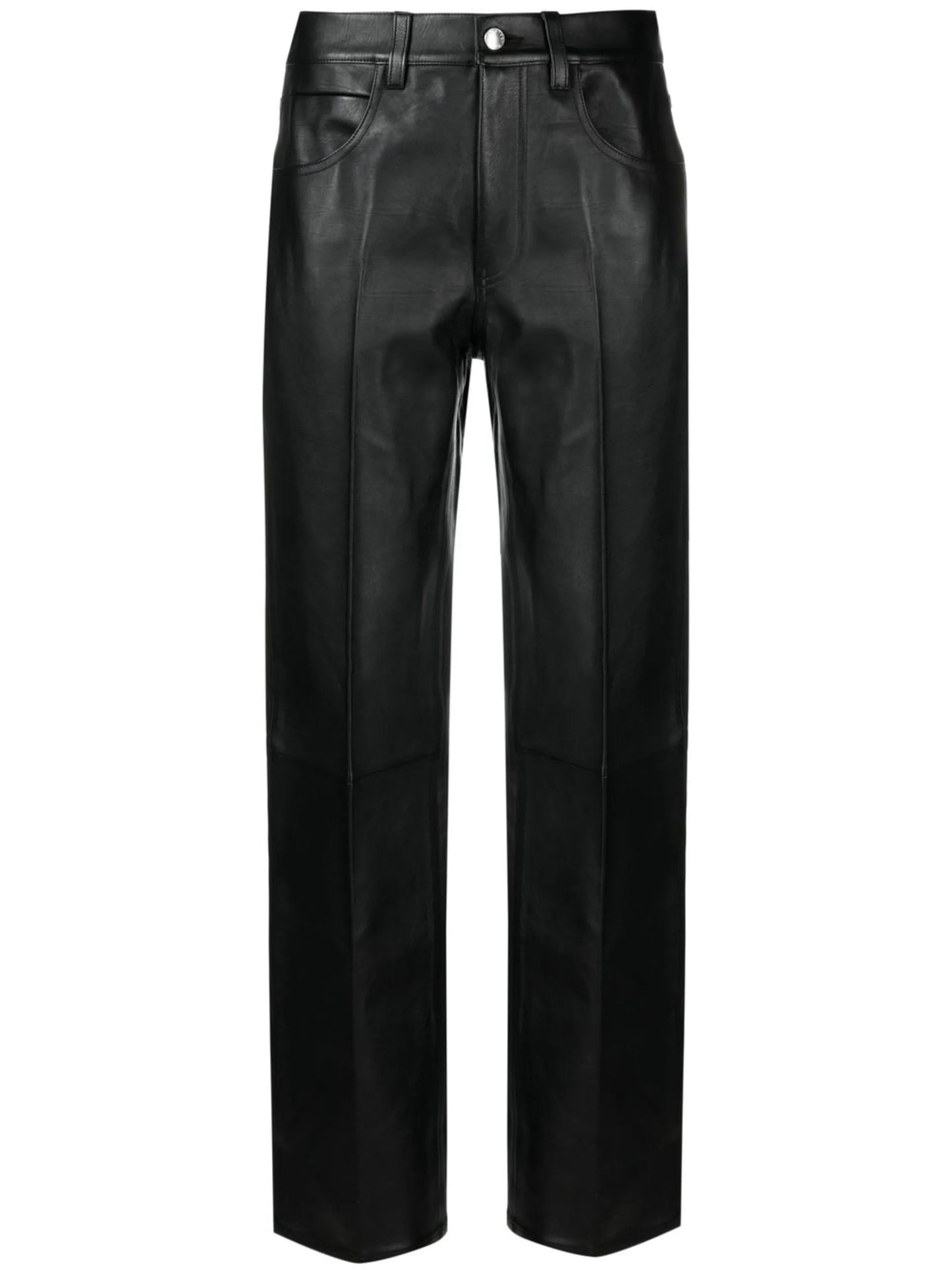 leather straight-leg trousers