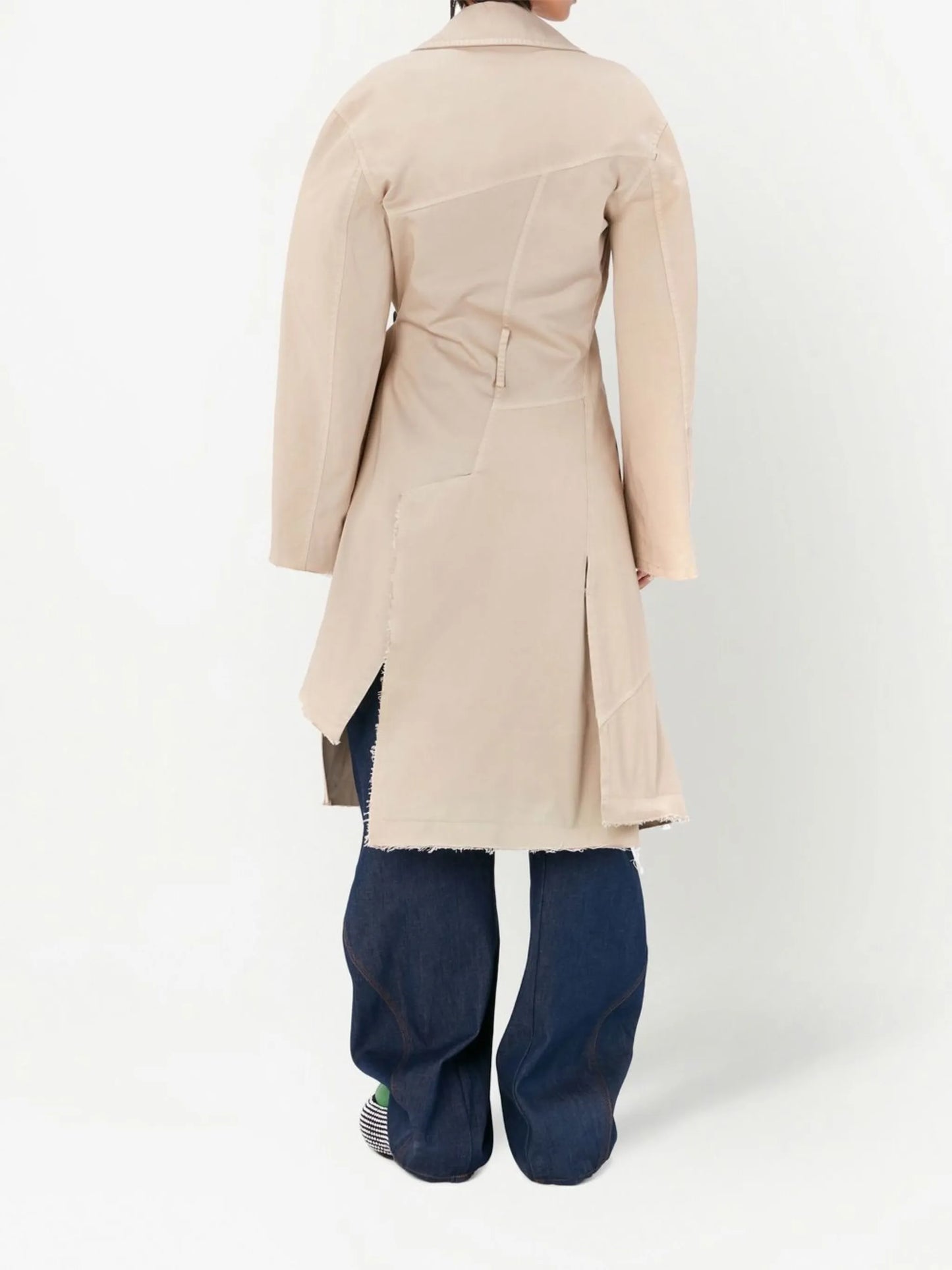 Beige Twisted Buckle Trench Coat
