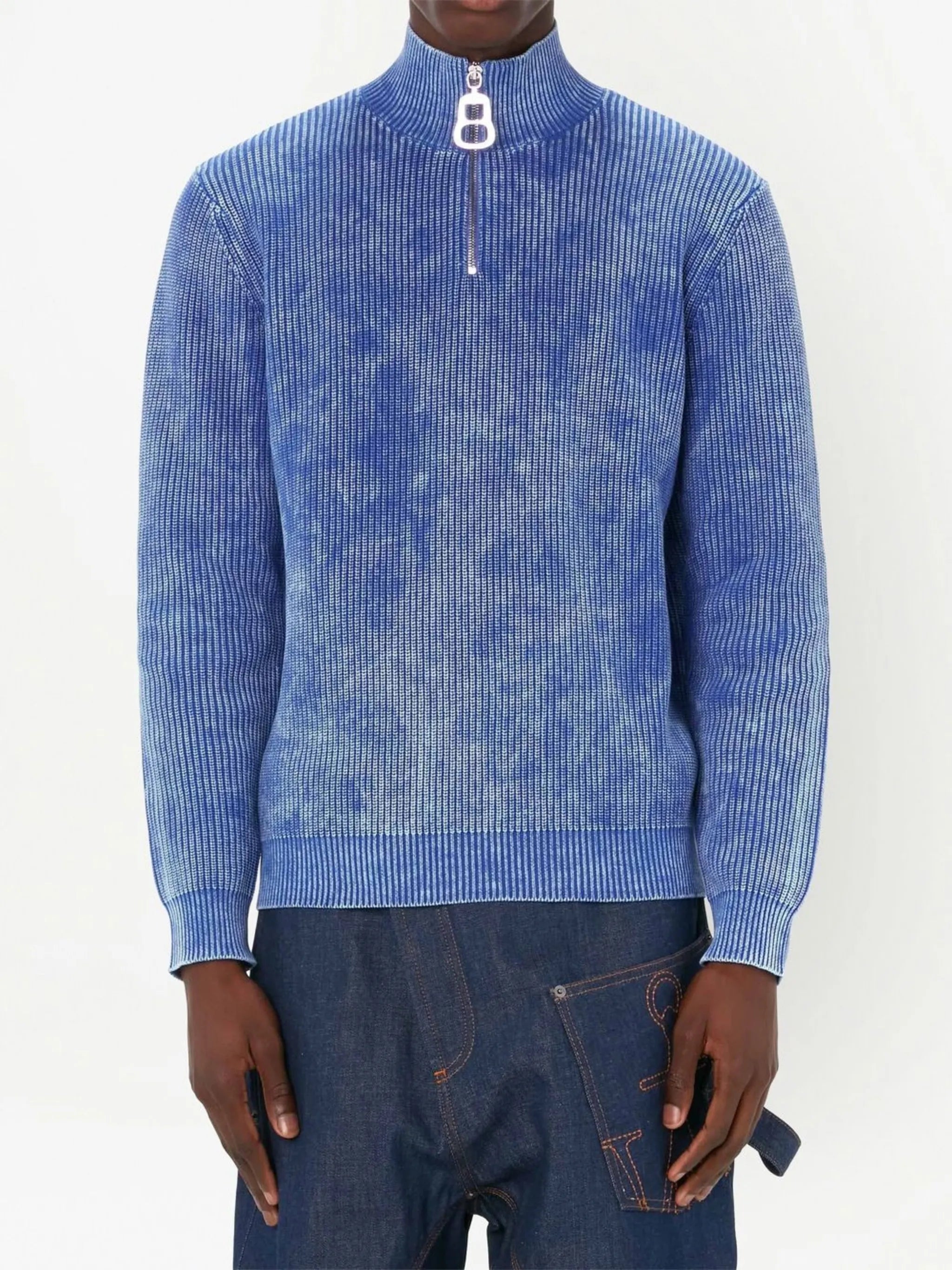 long-sleeve zip-fastening jumper