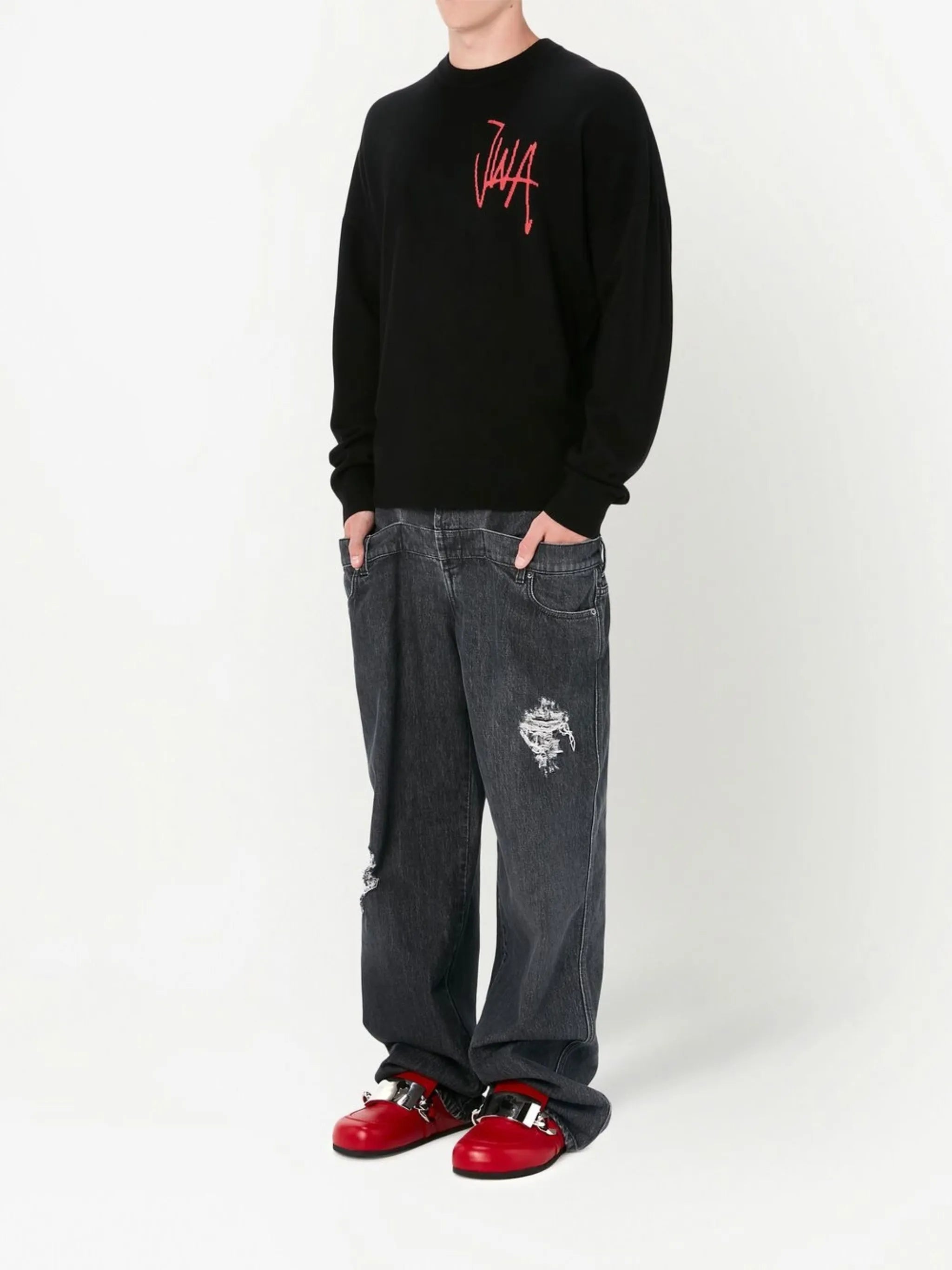 chest logo-detail knit jumper