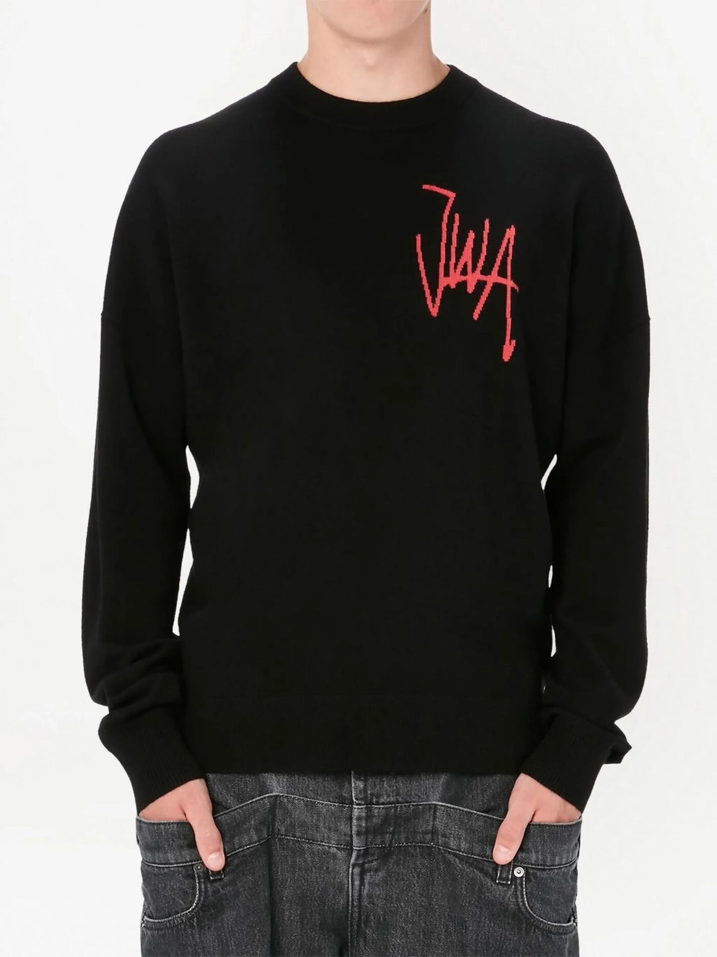 chest logo-detail knit jumper