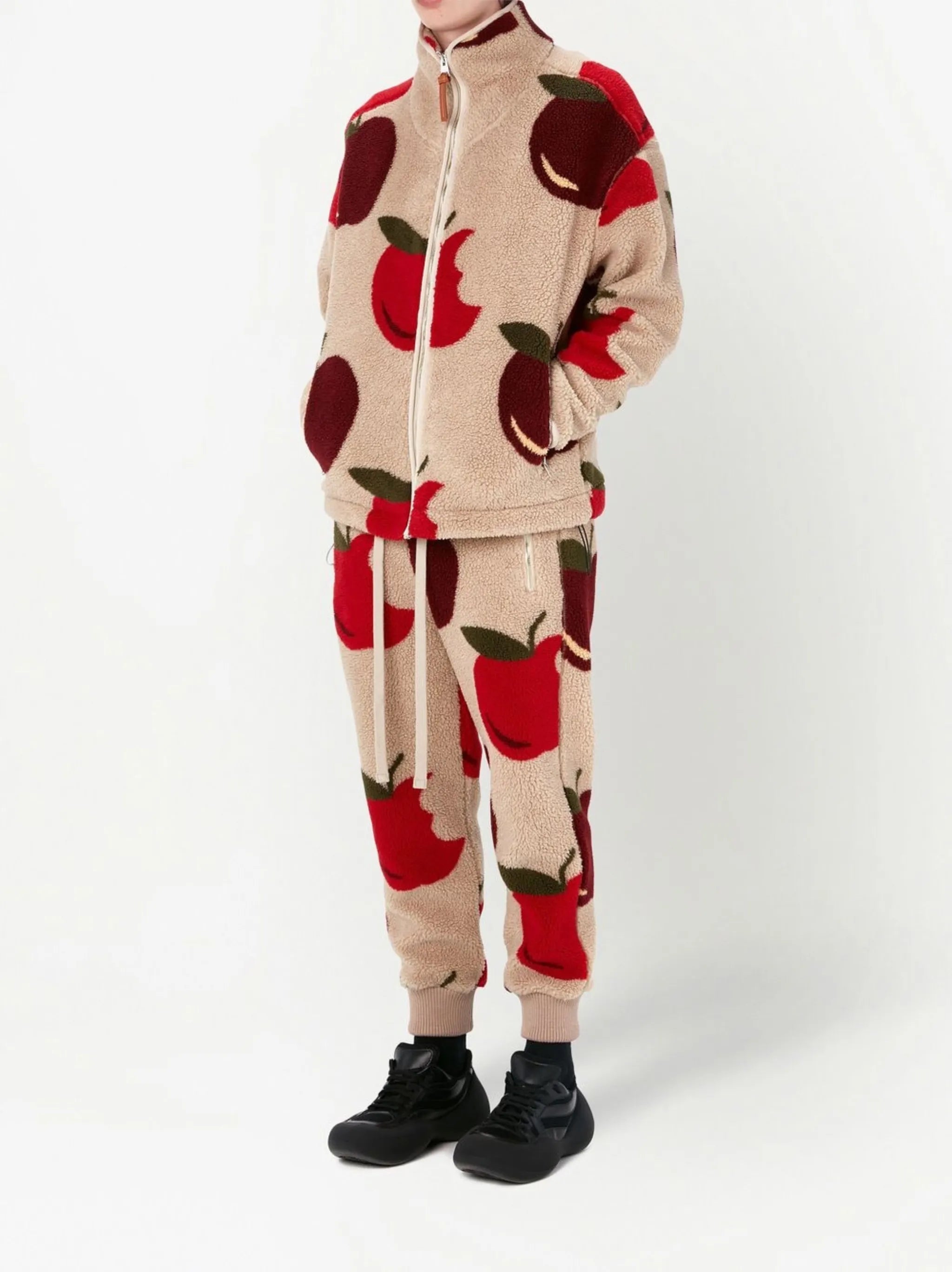 zip-fastening fleece-texture jacket