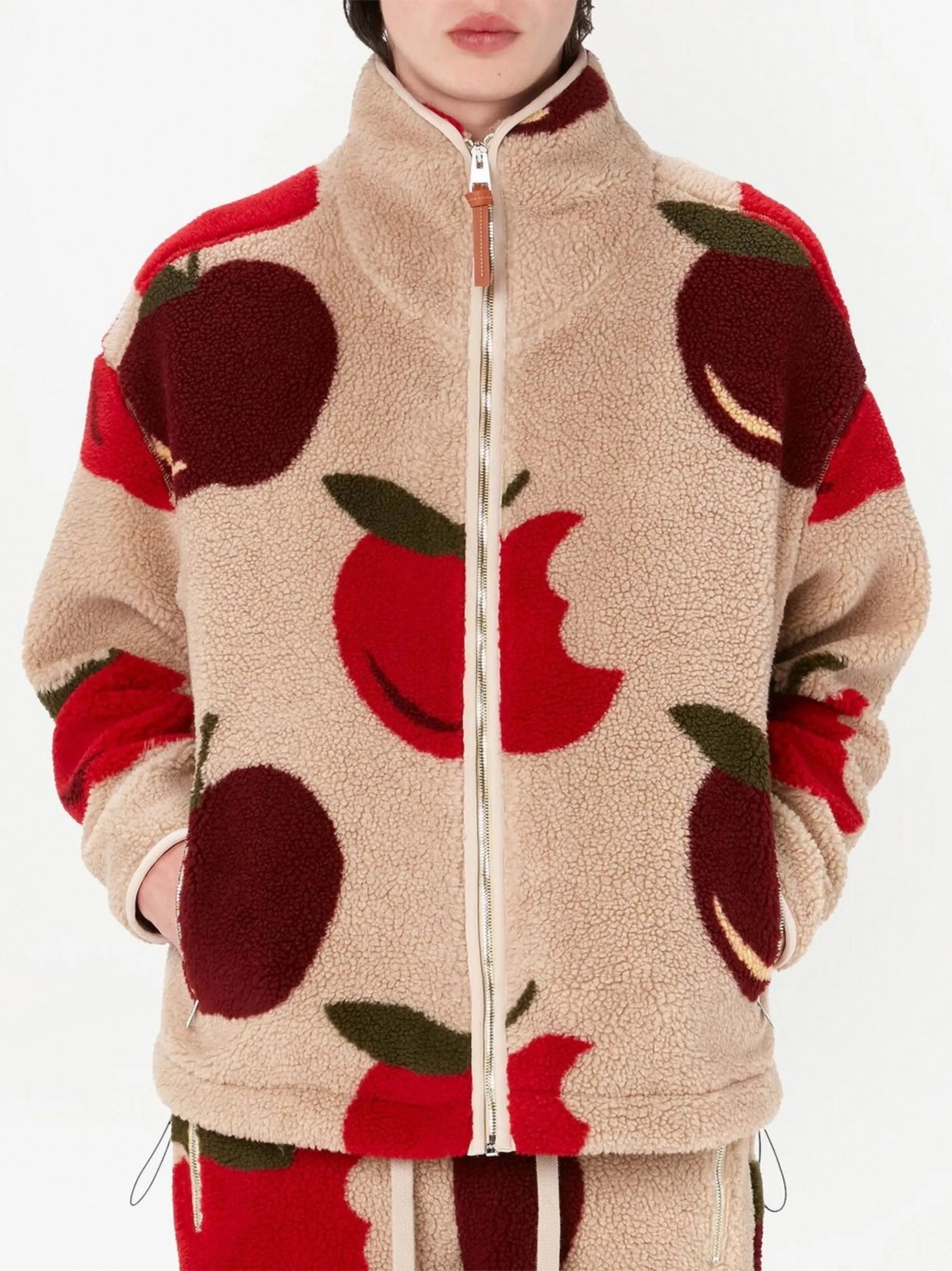 zip-fastening fleece-texture jacket
