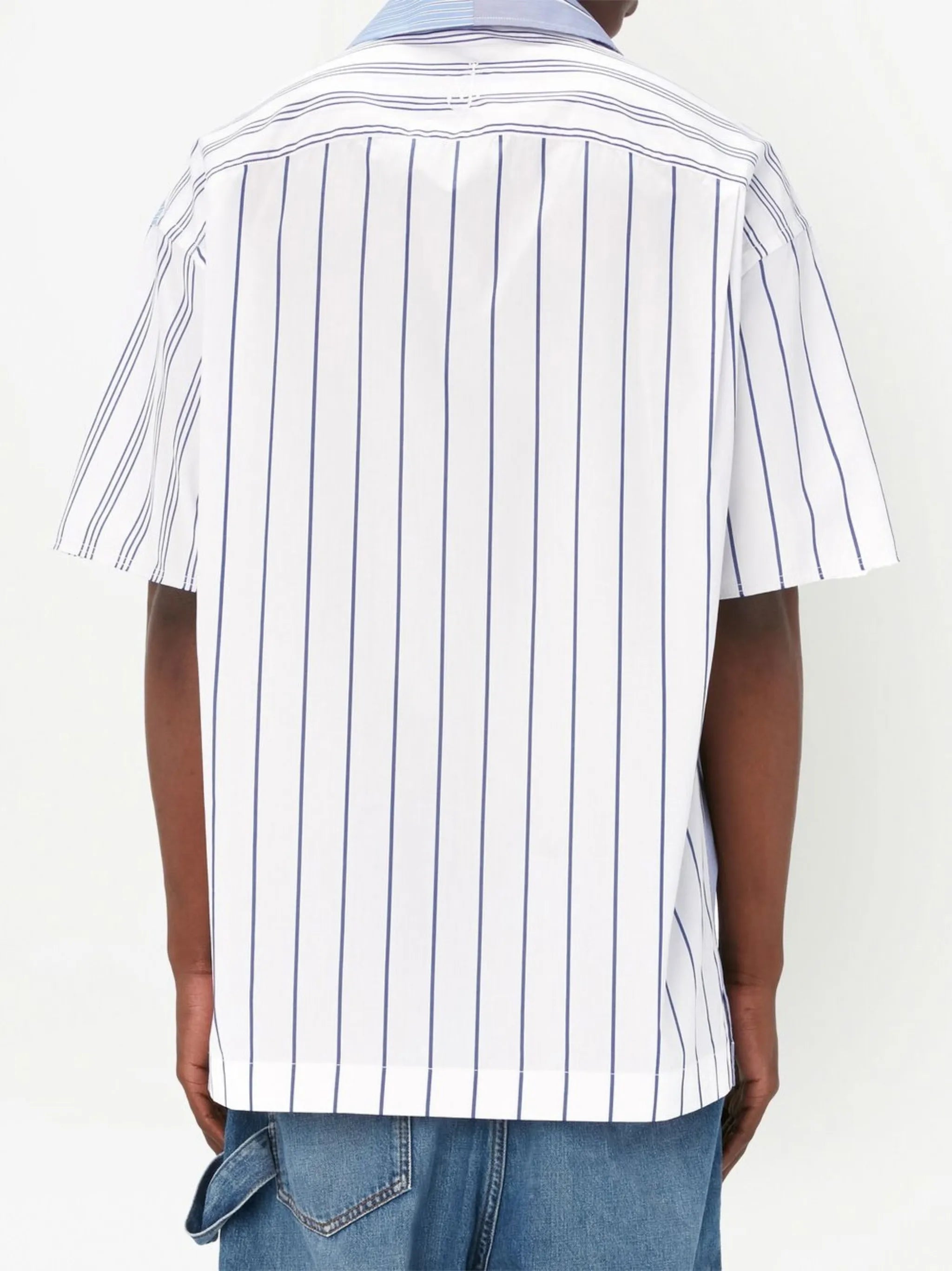 panelled stripe-print shirt