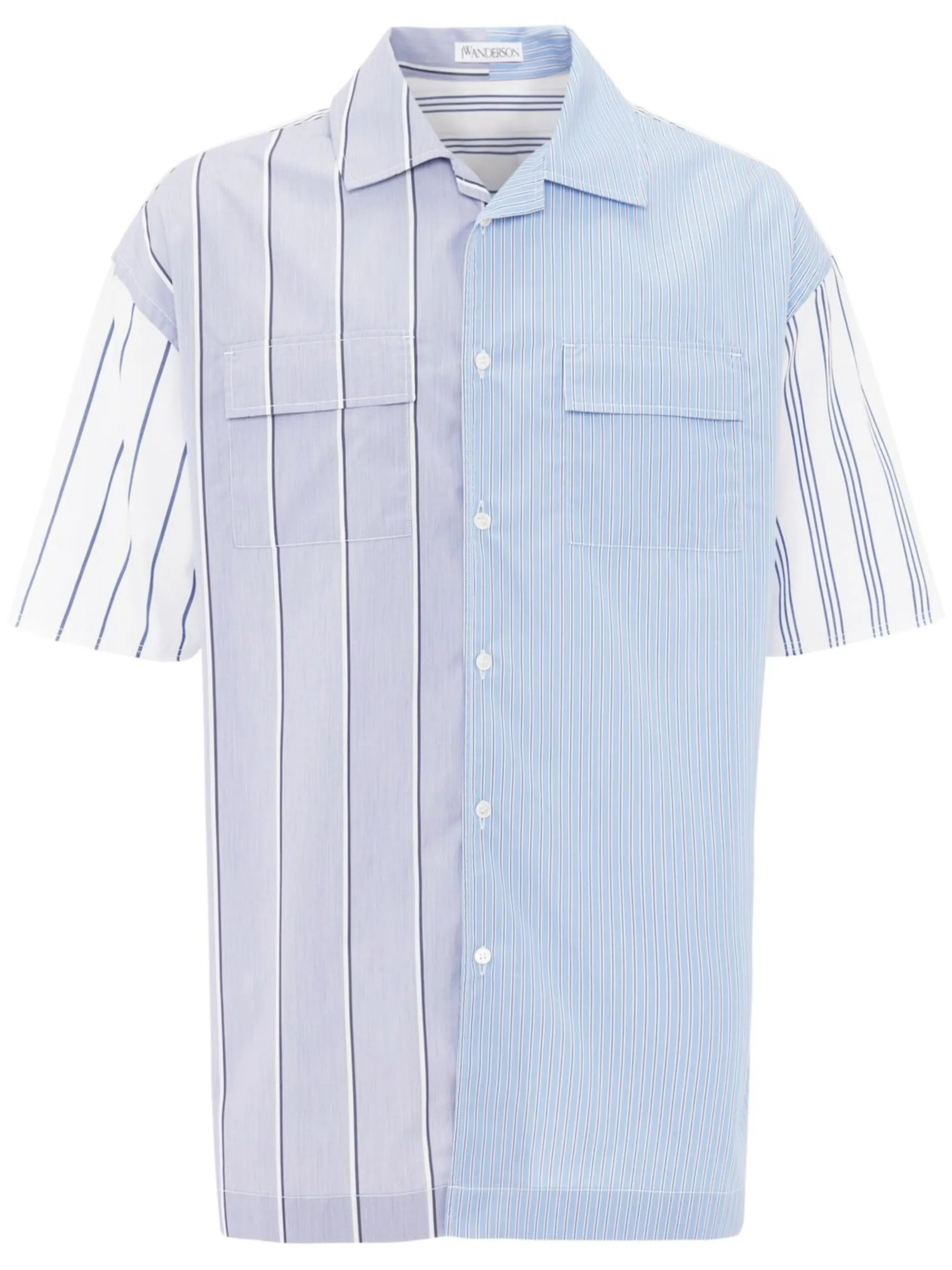 panelled stripe-print shirt