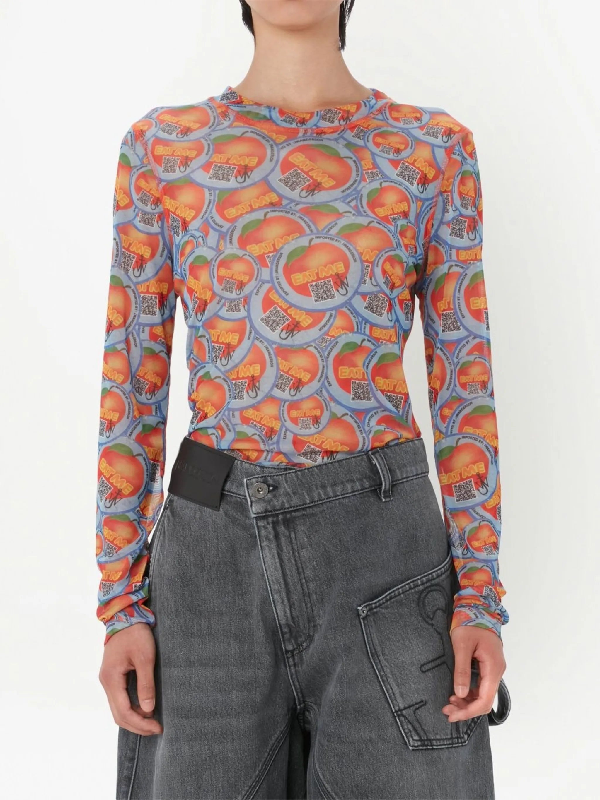 all-over apple-print top