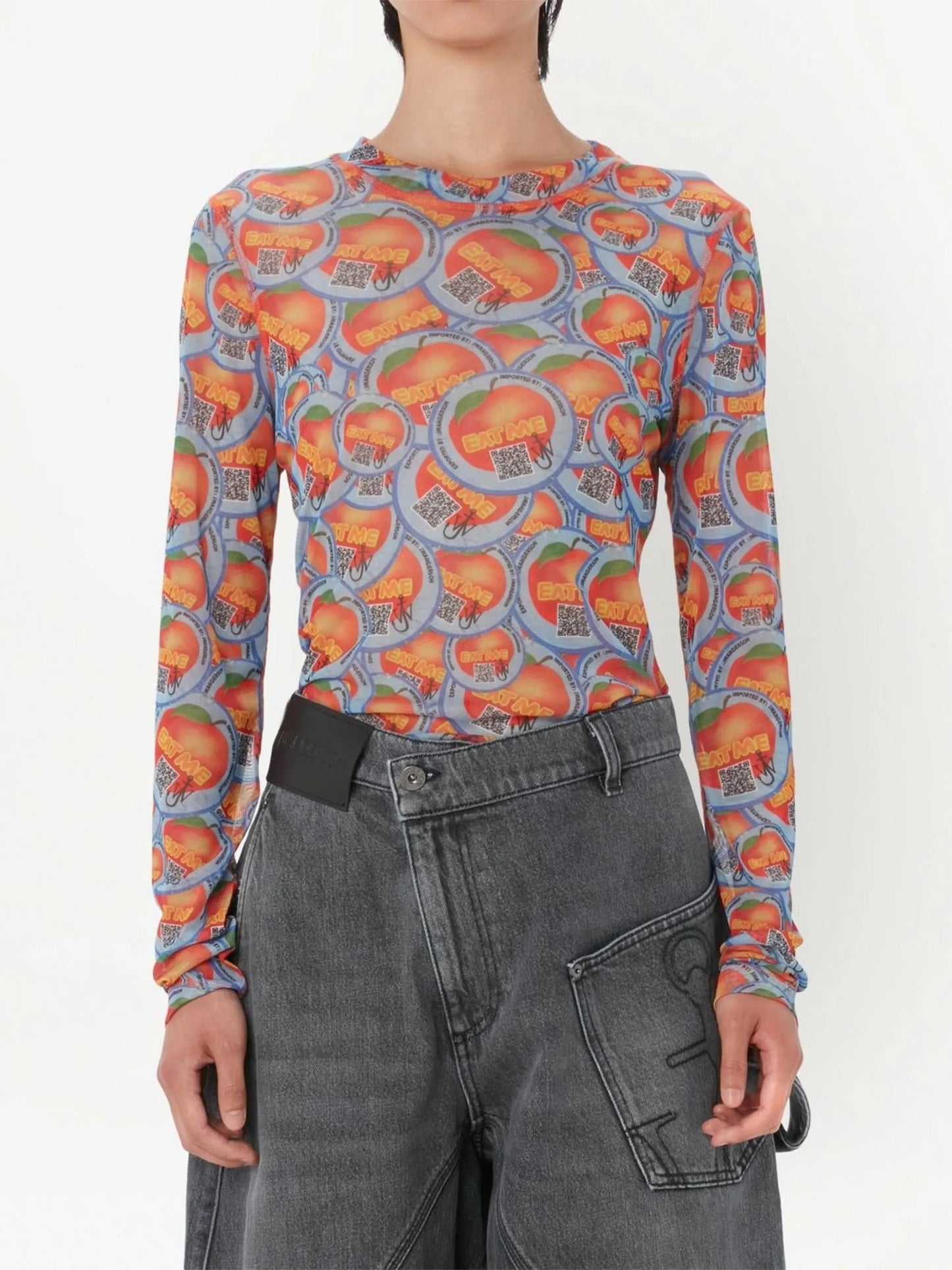 all-over apple-print top