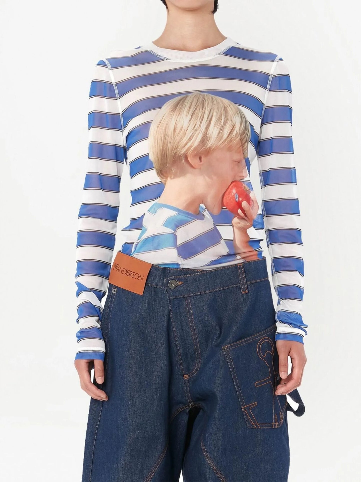 Boy-print long-sleeved top