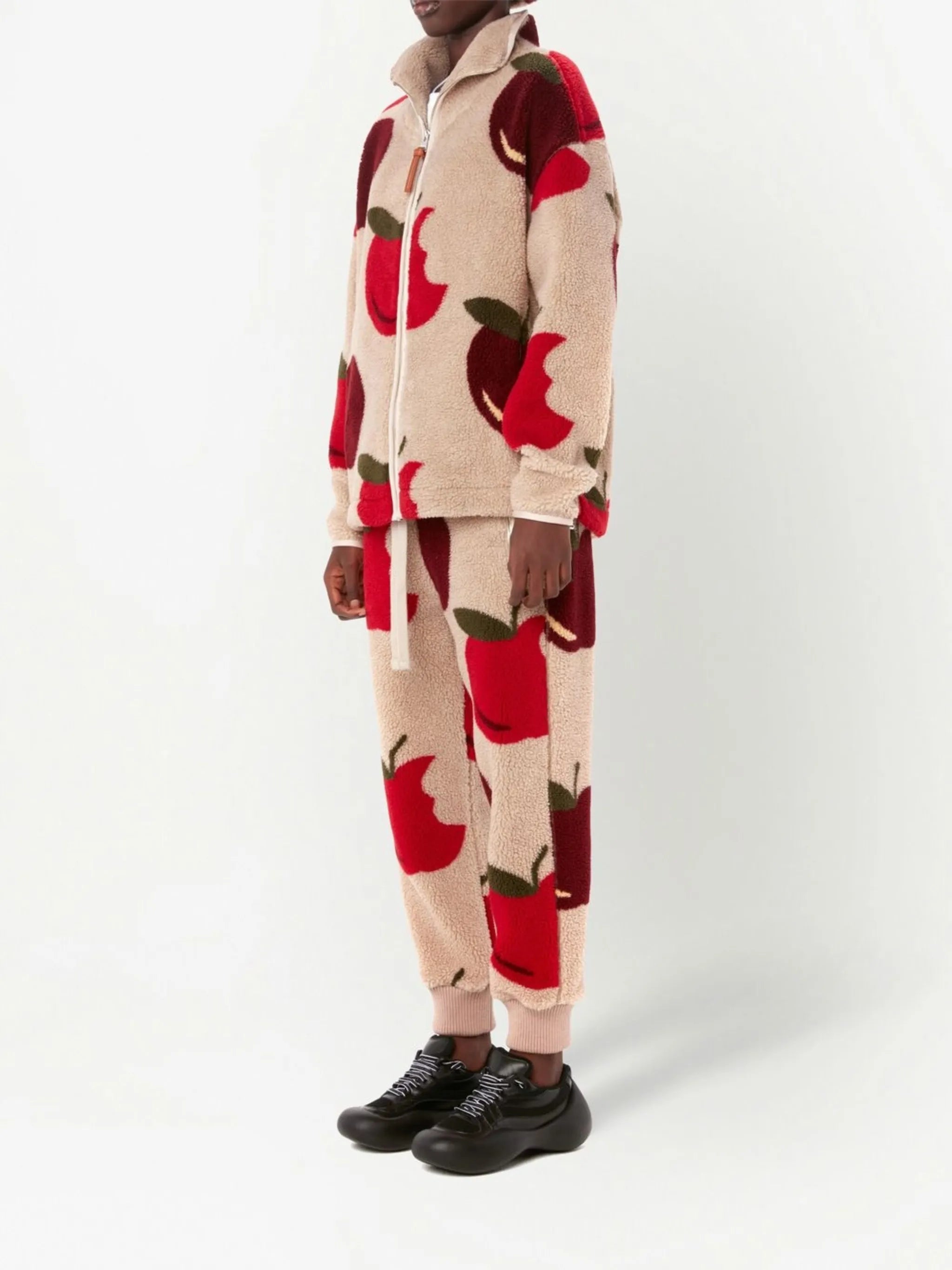 apple-print fleece joggers