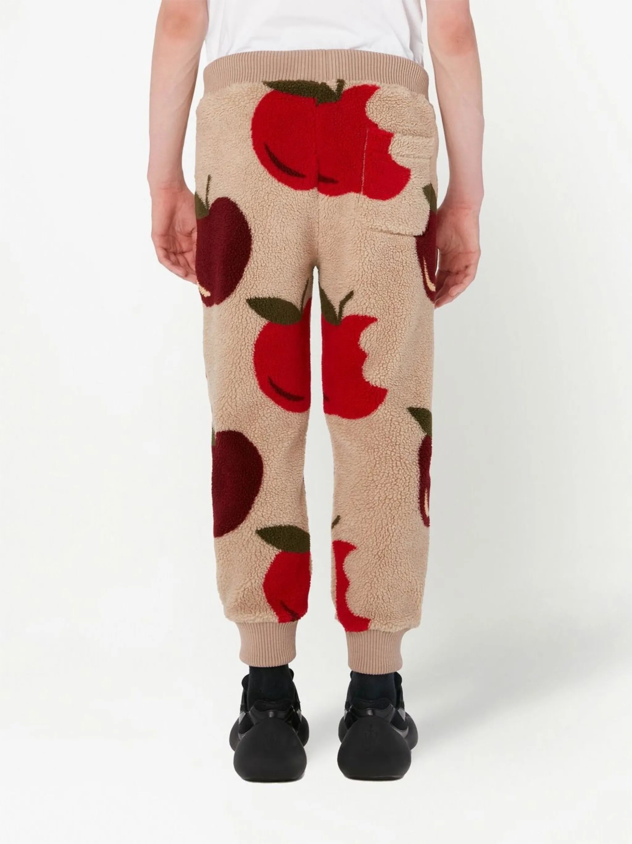 apple-print fleece joggers