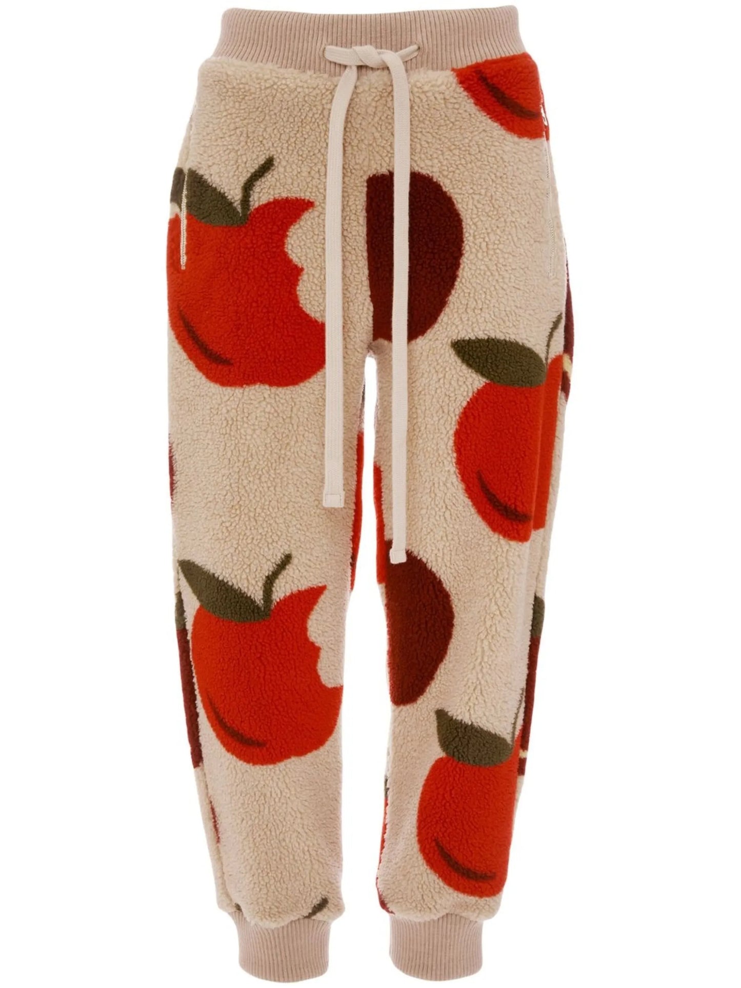 apple-print fleece joggers