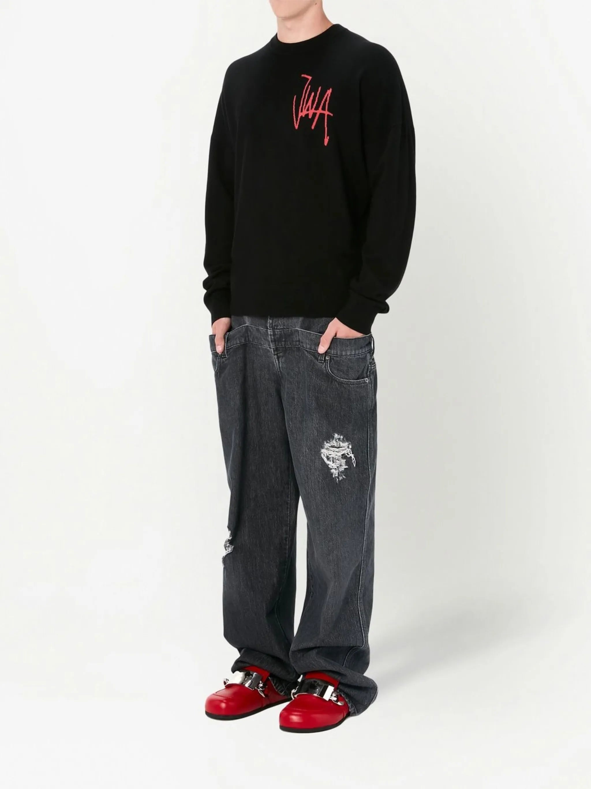 logo-intarsia merino-wool jumper