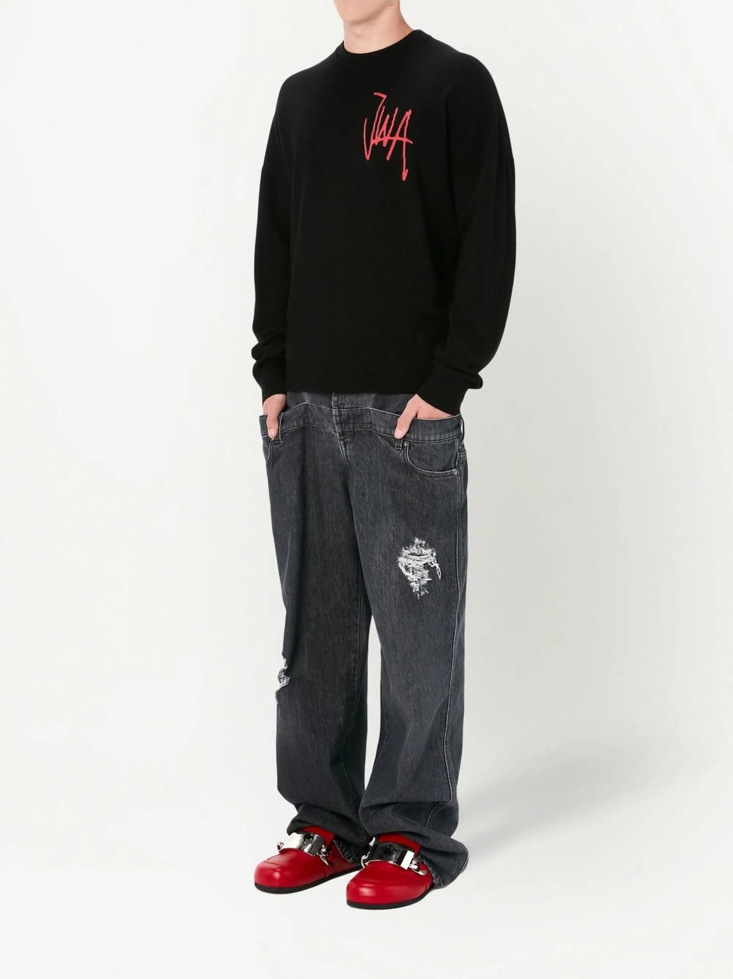 logo-intarsia merino-wool jumper