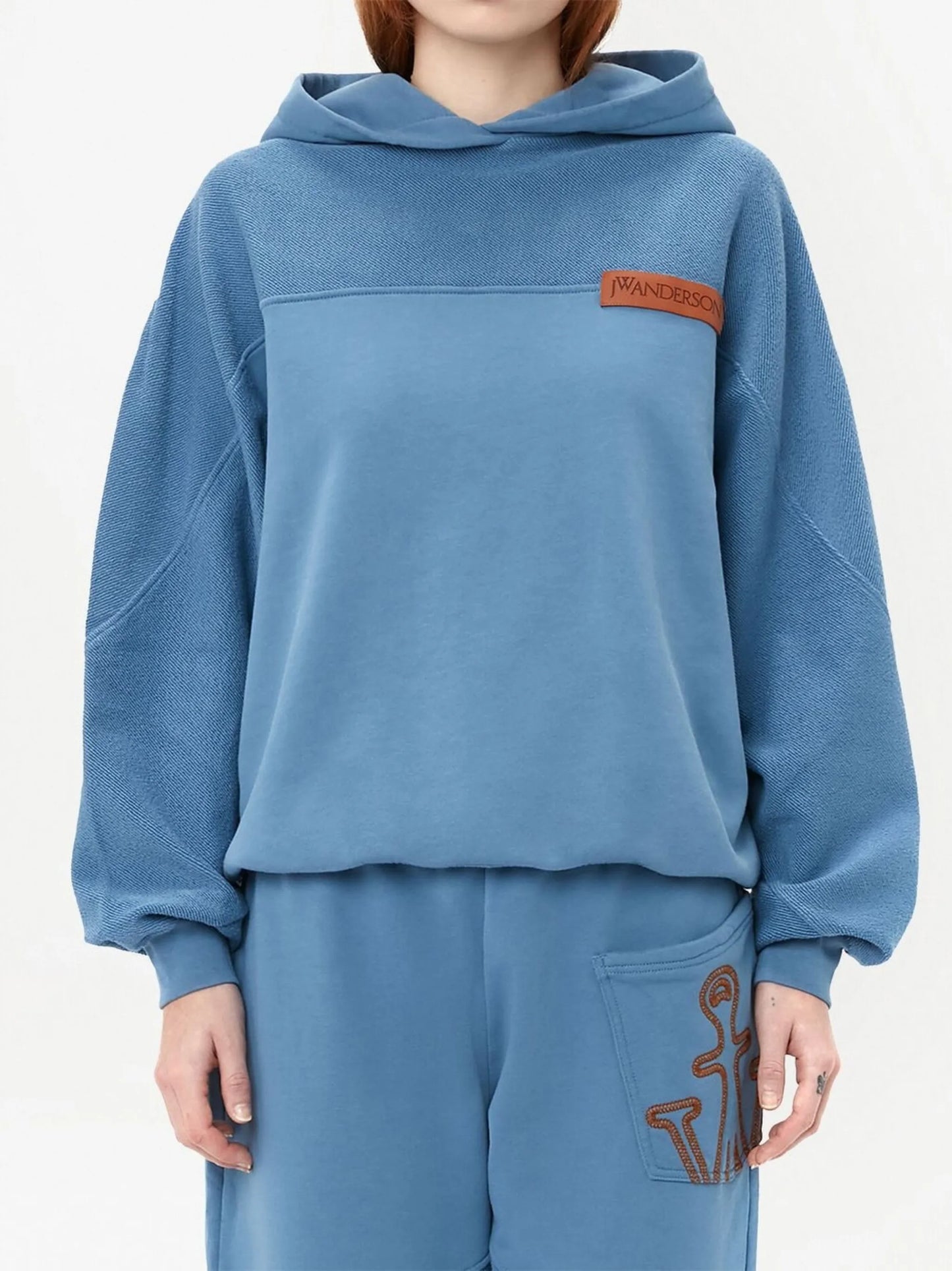 cotton panelled hoodie