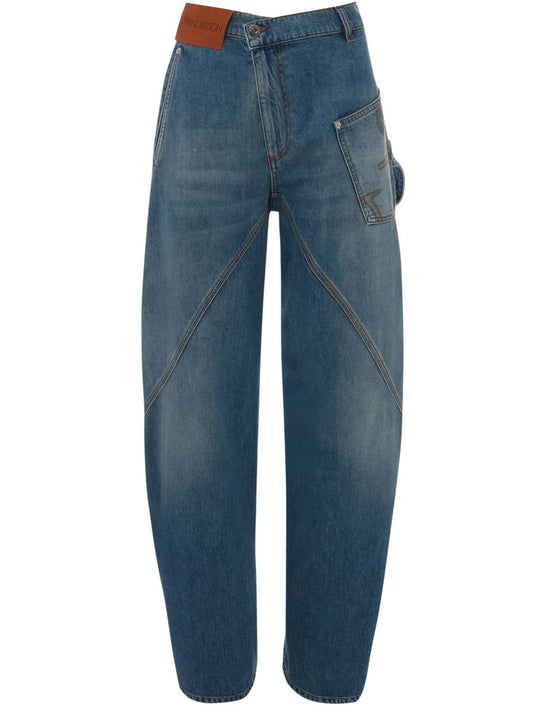 asymmetric anchor-logo jeans