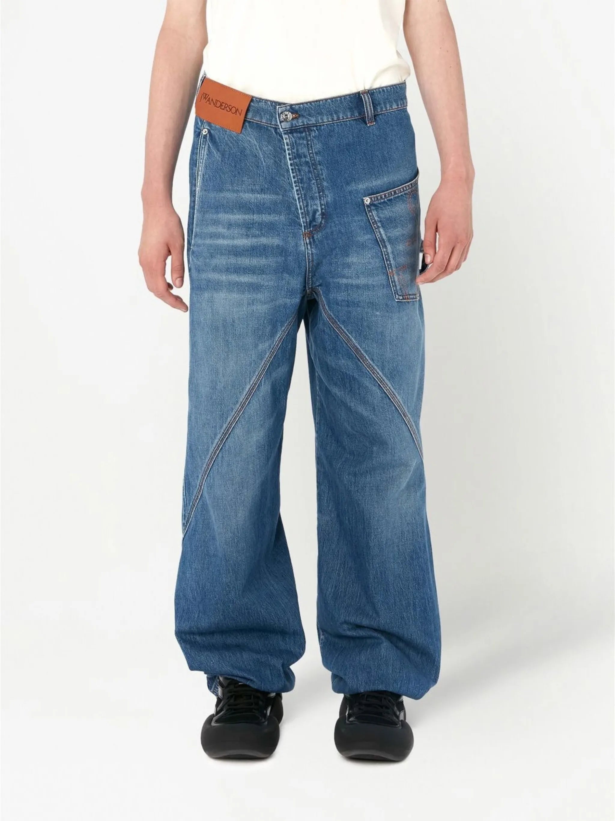 oversized twisted wide-leg jeans