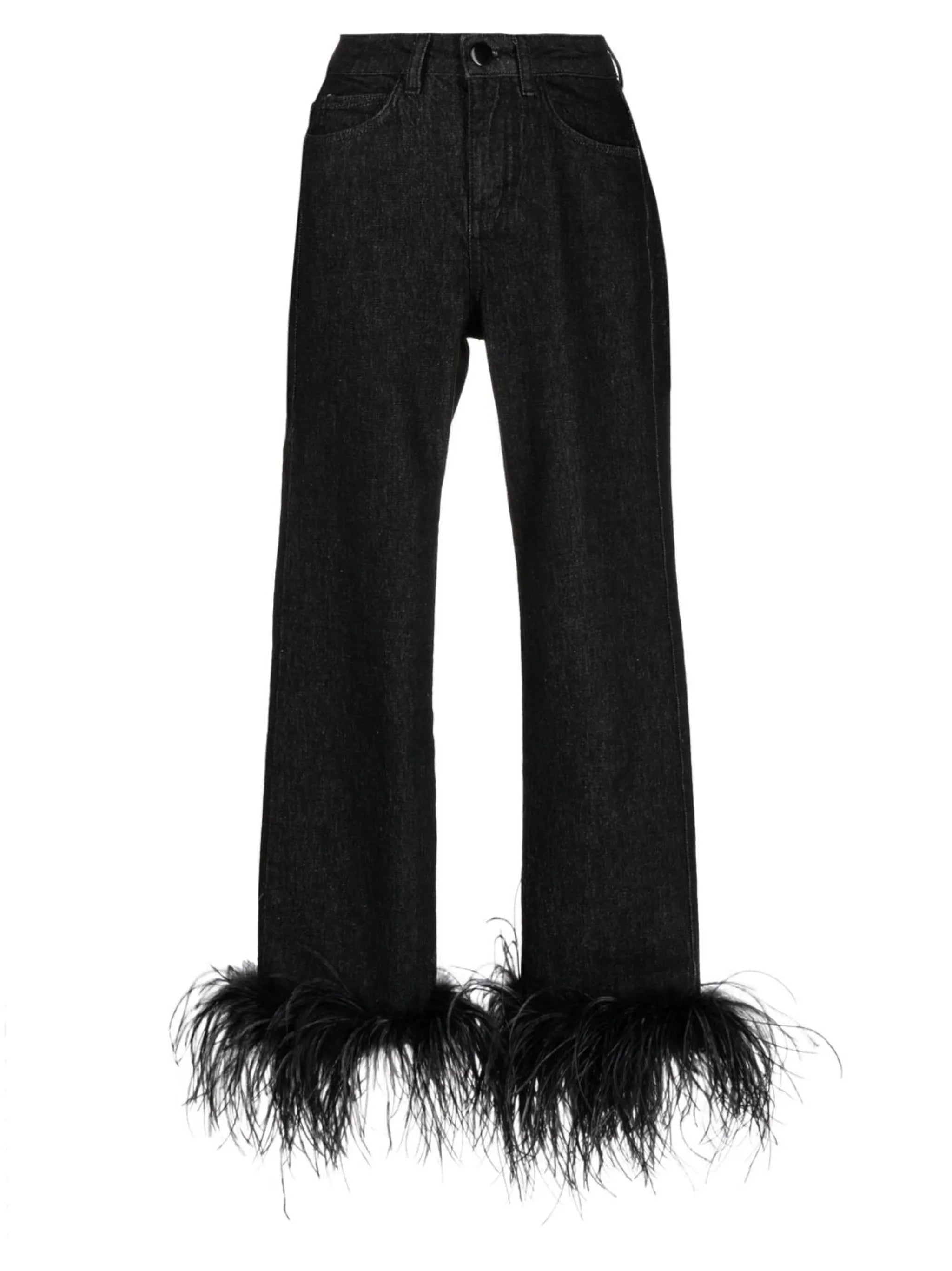 feather-detail slim-cut jeans