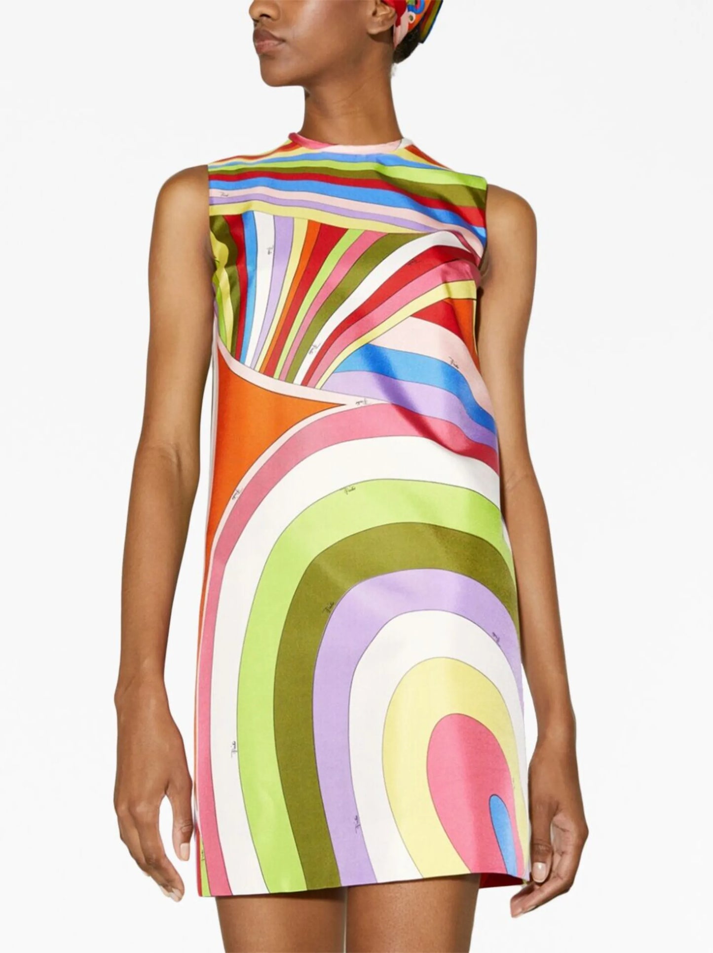 Iride-print silk minidress