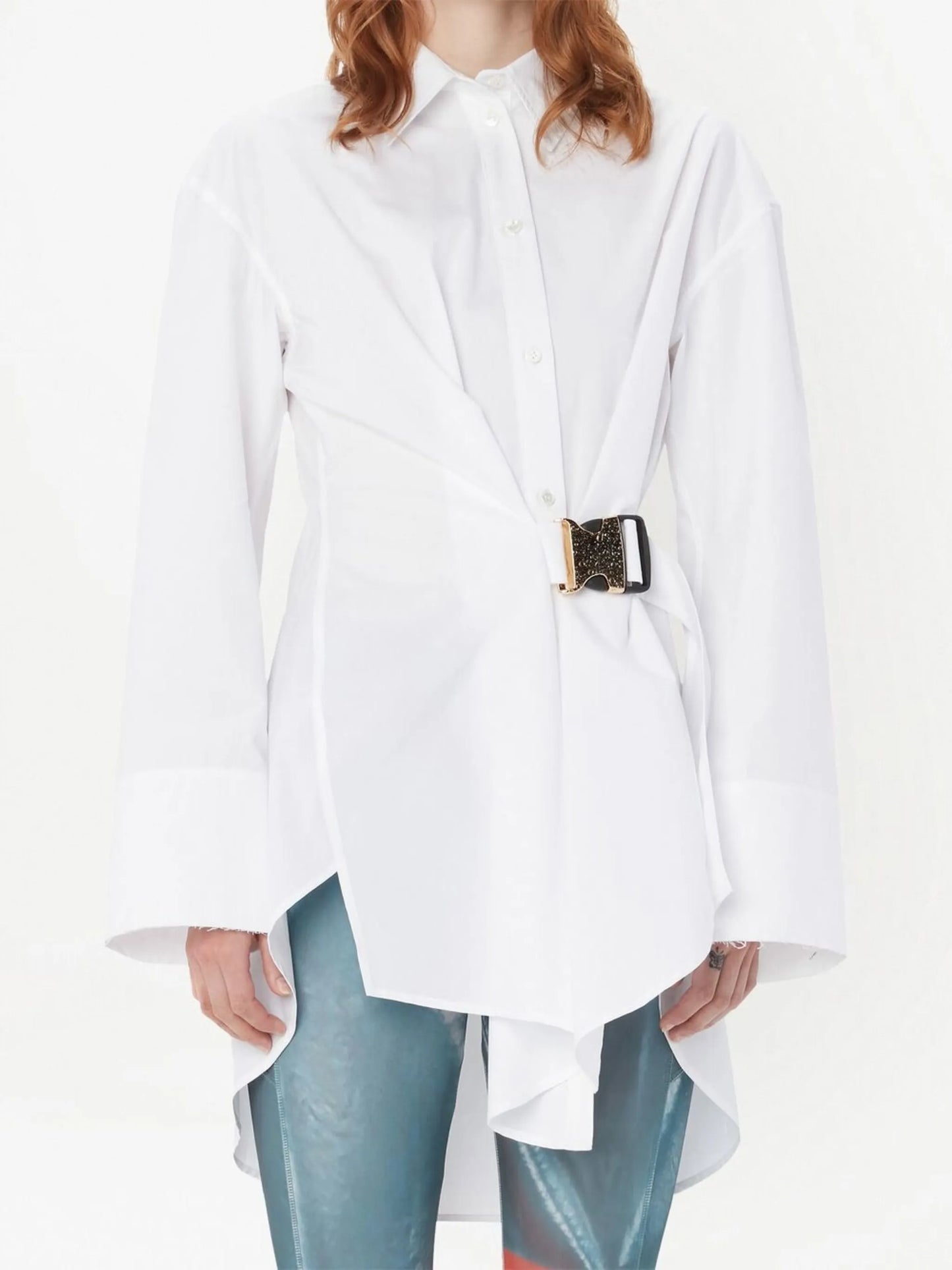 asymmetric buckled shirt