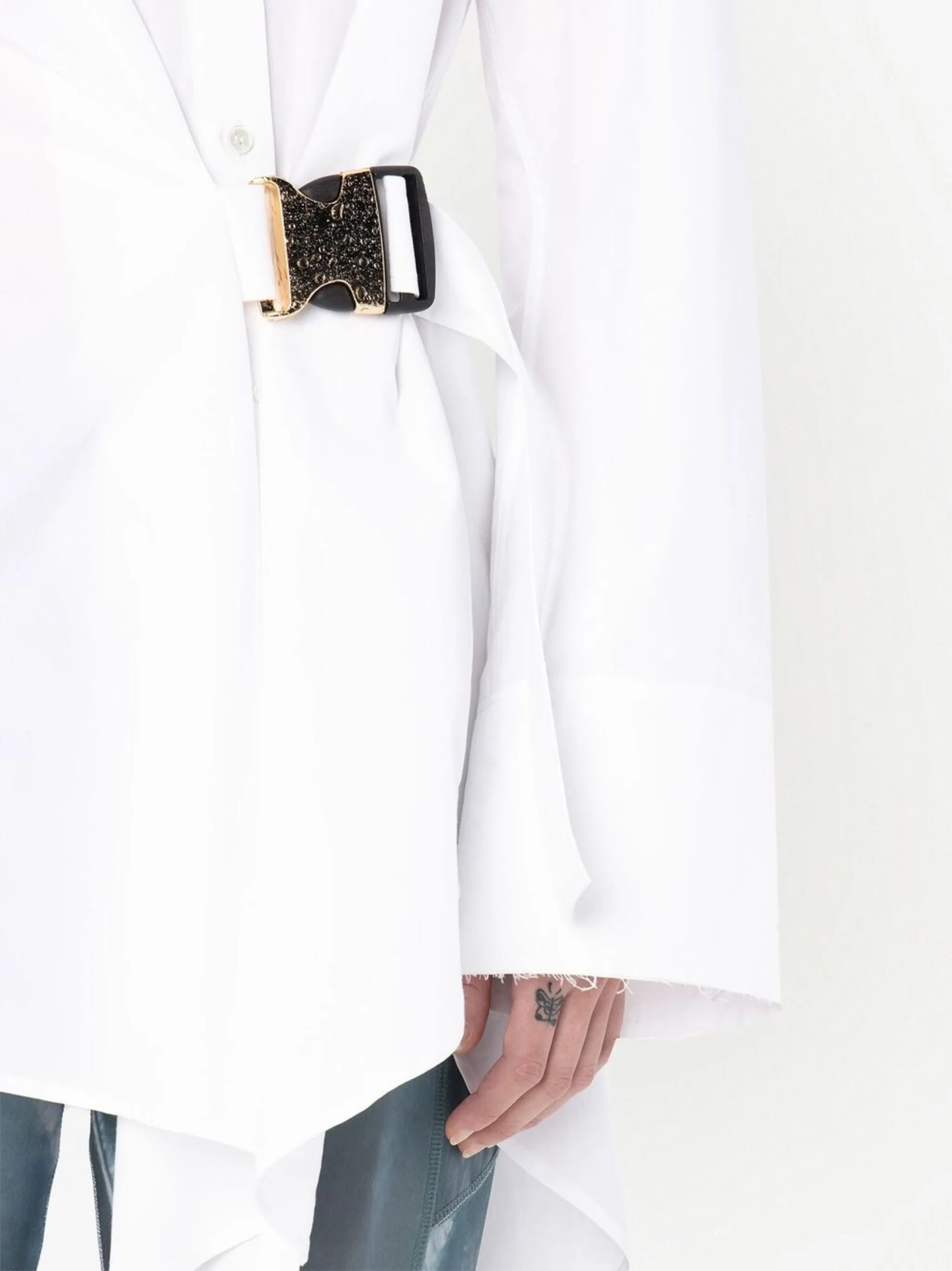 asymmetric buckled shirt