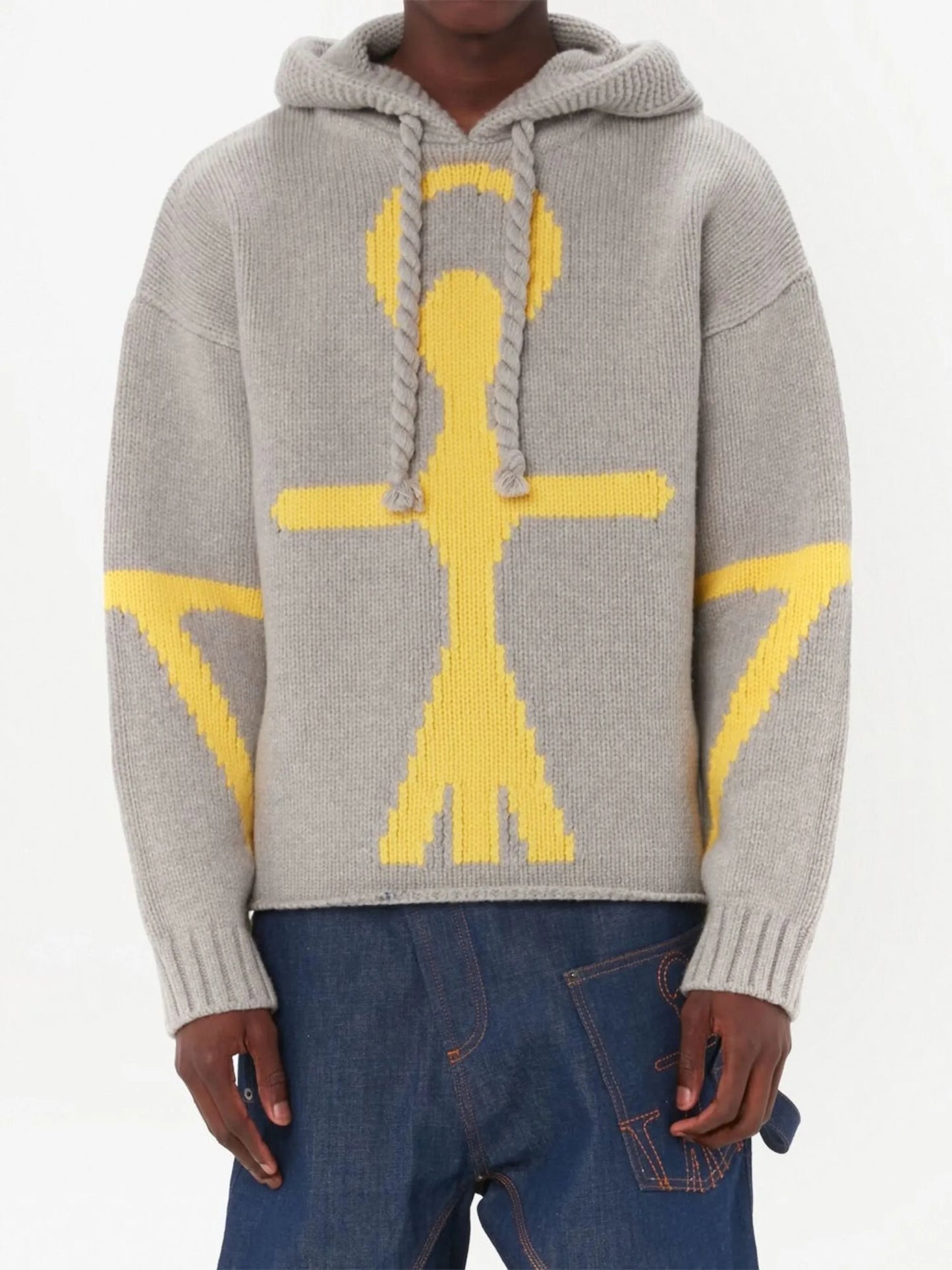anchor logo-detail knit hoodie