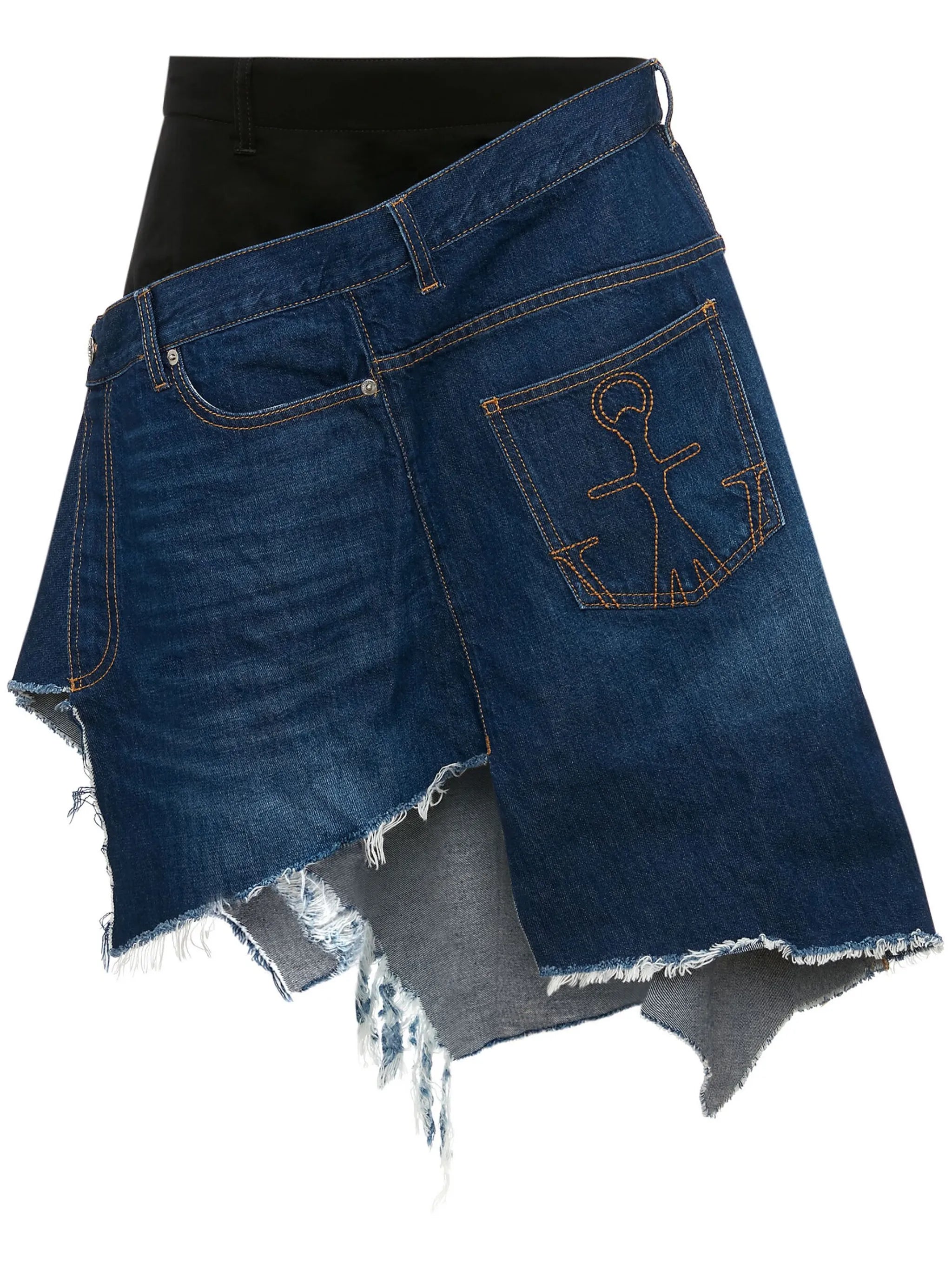 distressed asymmetric-design skirt