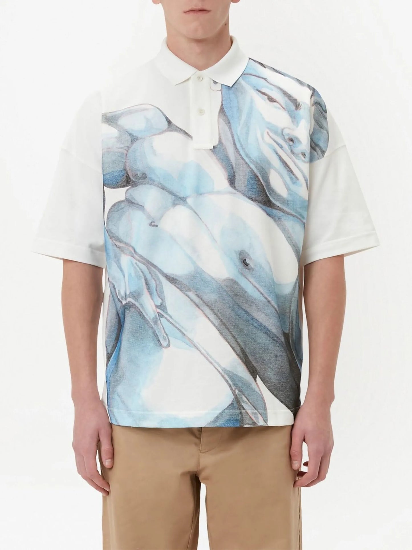 graphic-print short-sleeved polo shirt