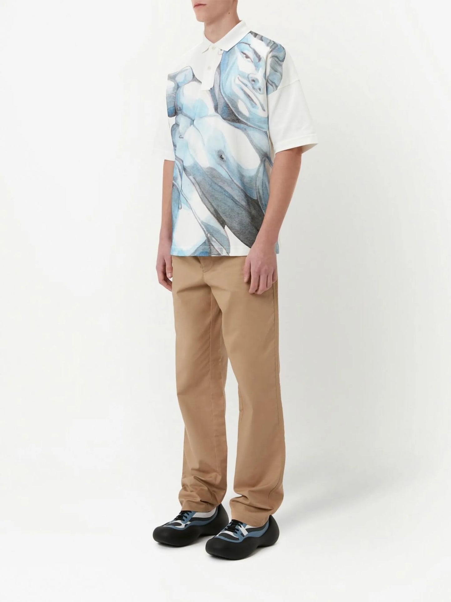 graphic-print short-sleeved polo shirt