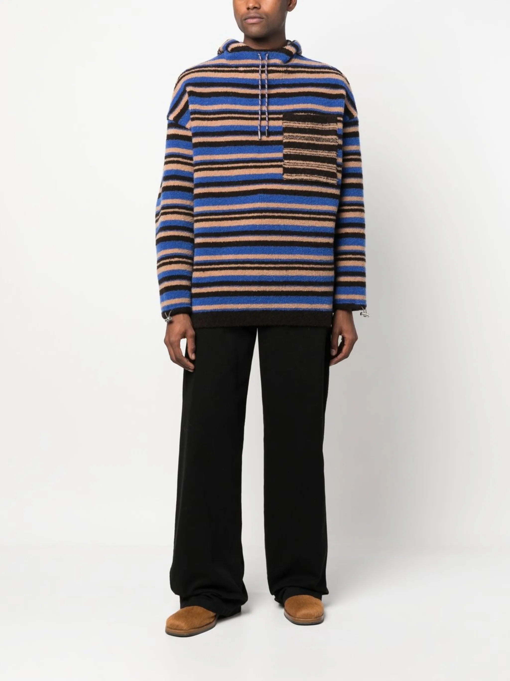 striped knitted hoodie