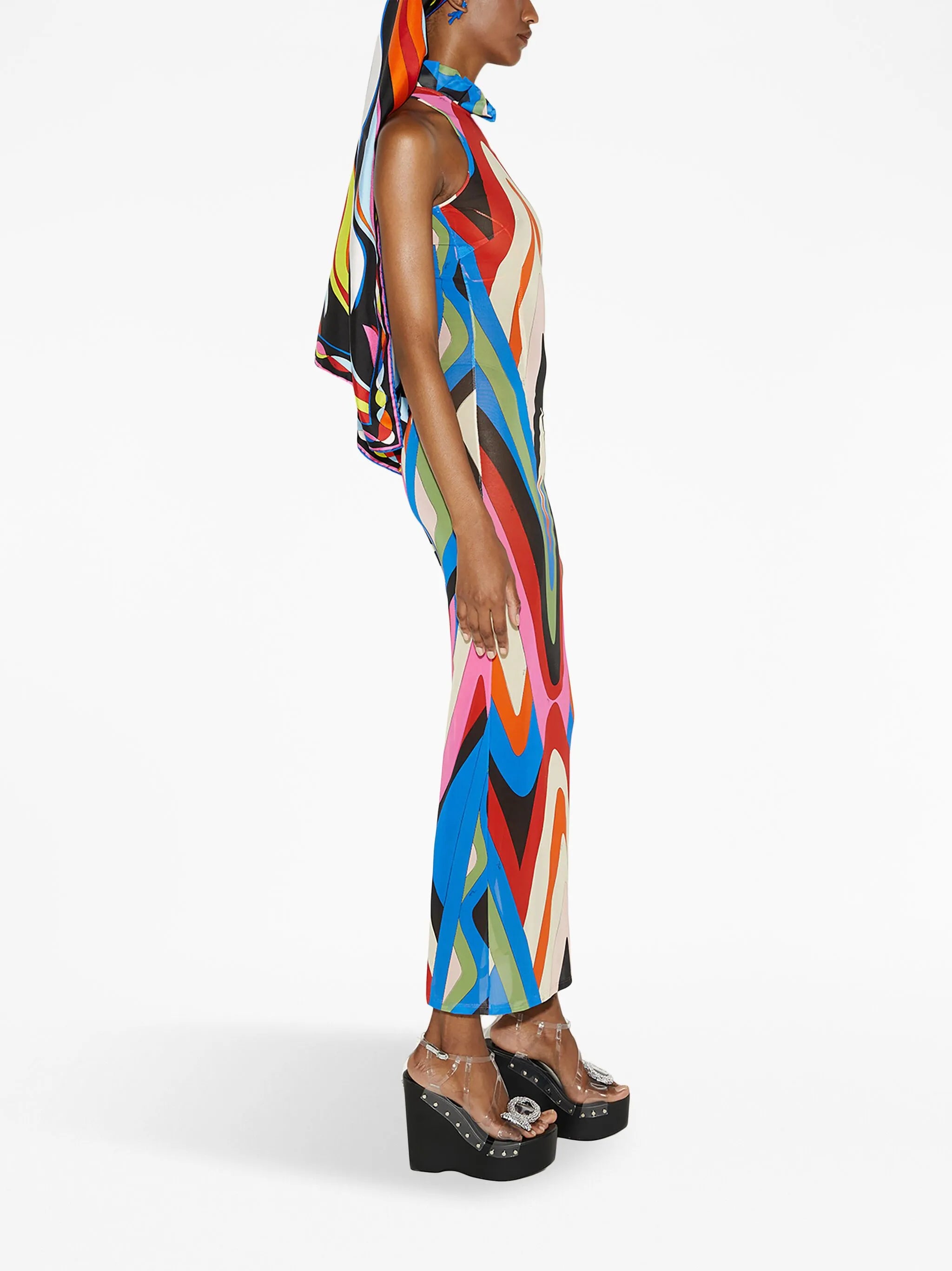 geometric-print ruffled dress