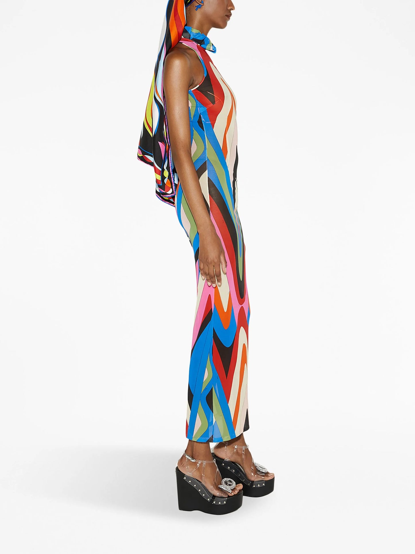 geometric-print ruffled dress