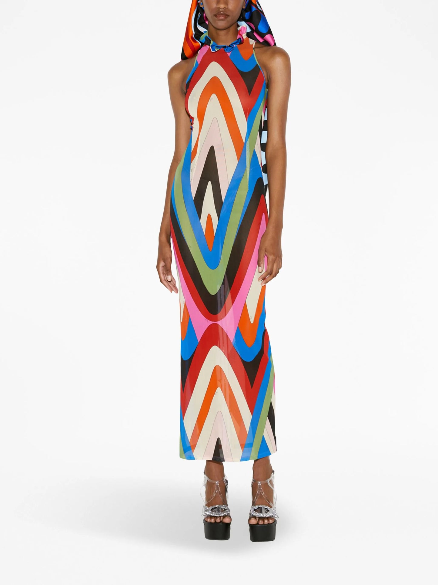 geometric-print ruffled dress