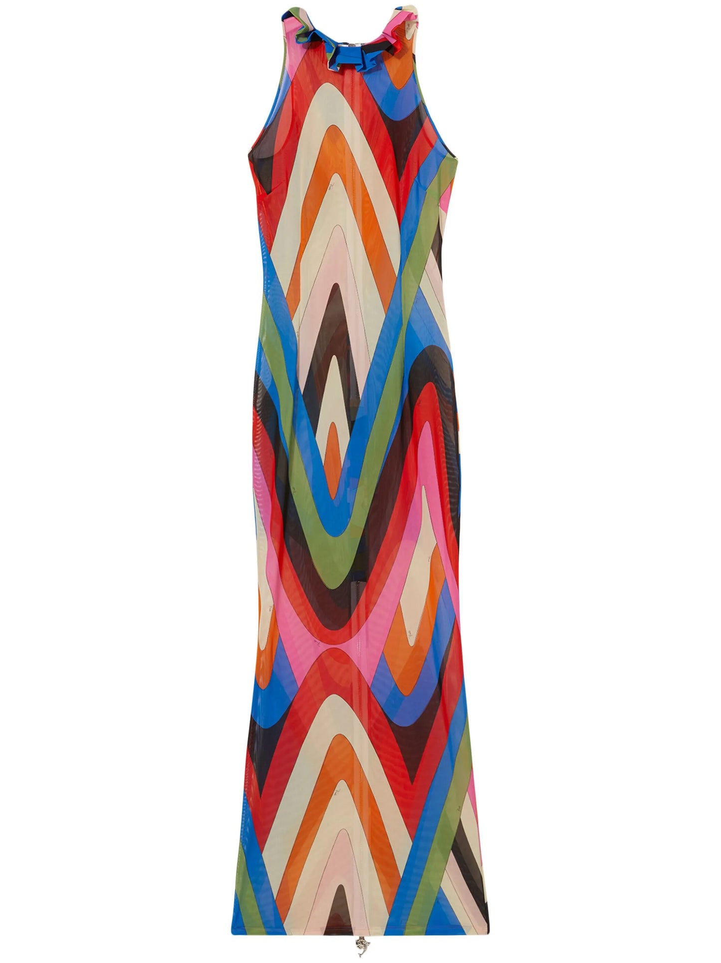 geometric-print ruffled dress