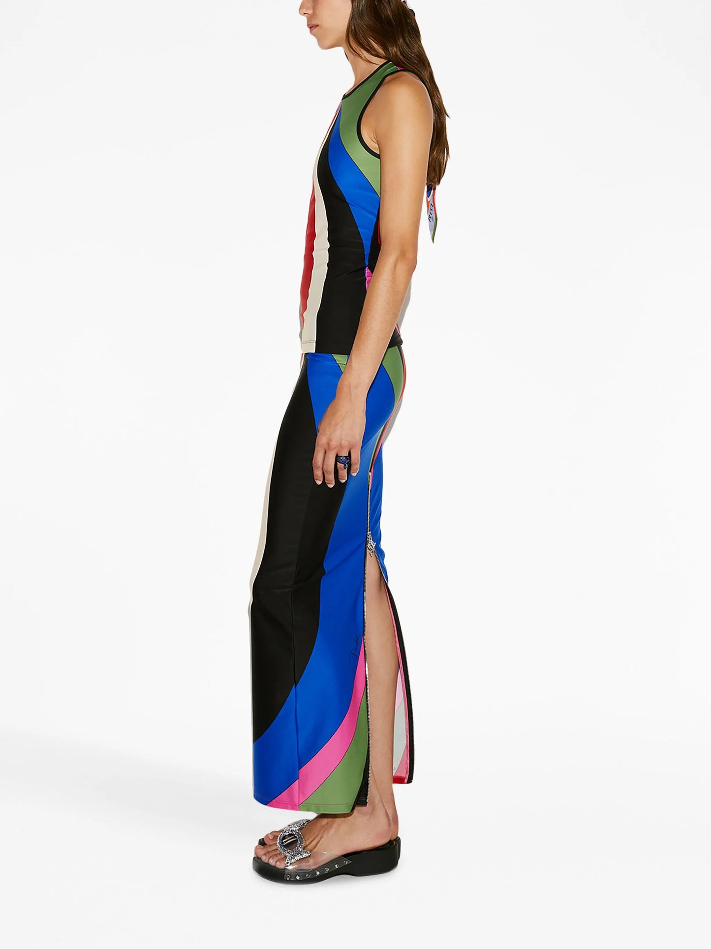 abstract-print cut-out vest