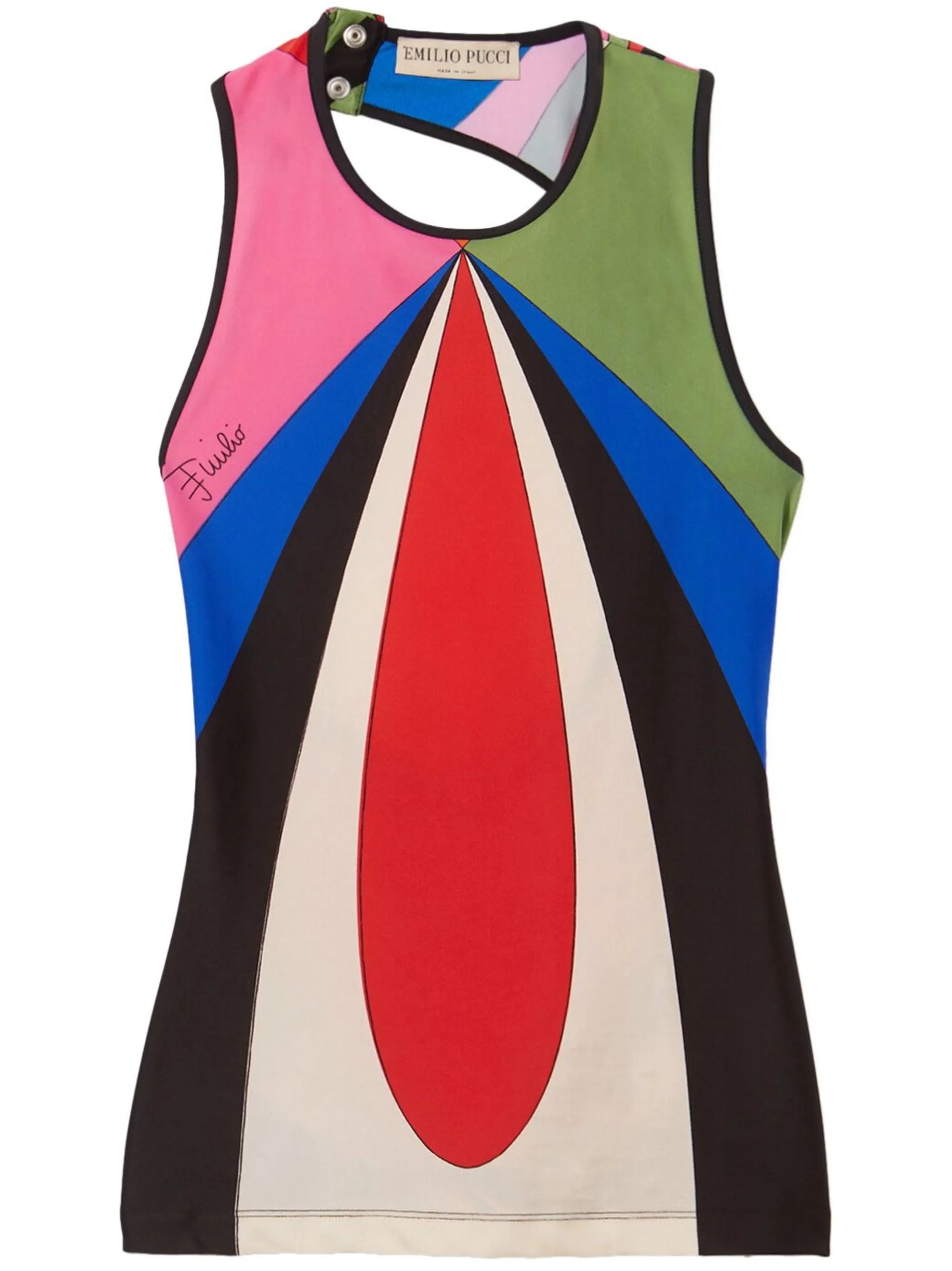 abstract-print cut-out vest