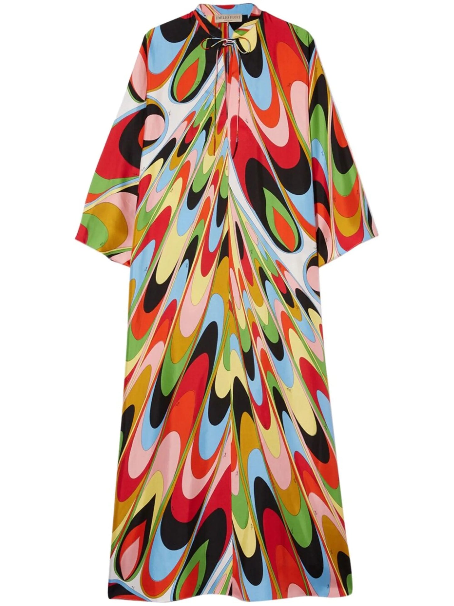 Onde-print silk kaftan dress