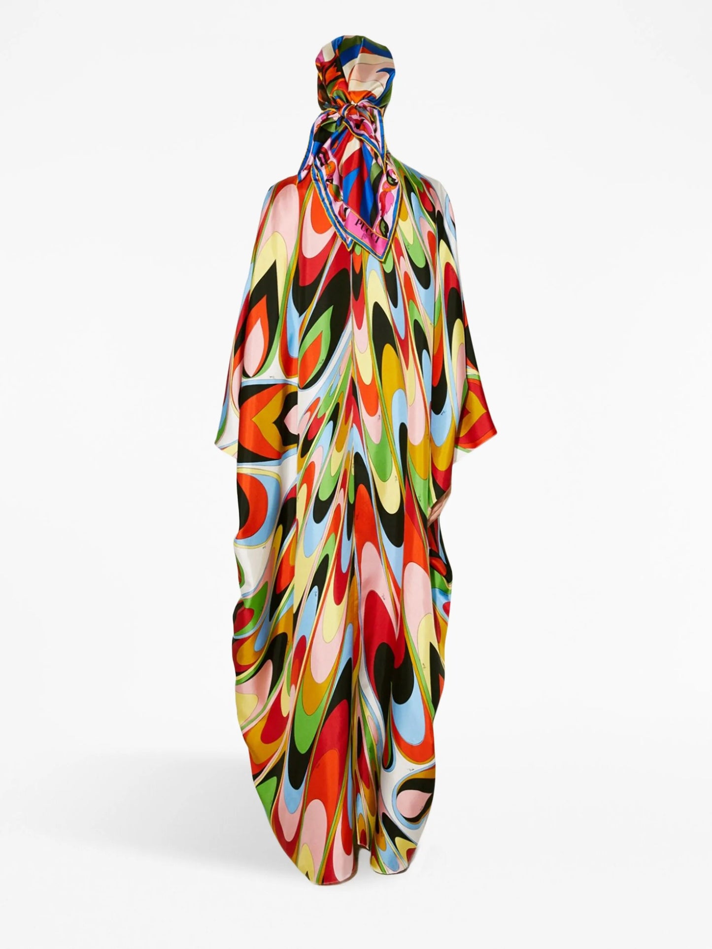 Onde-print silk kaftan dress