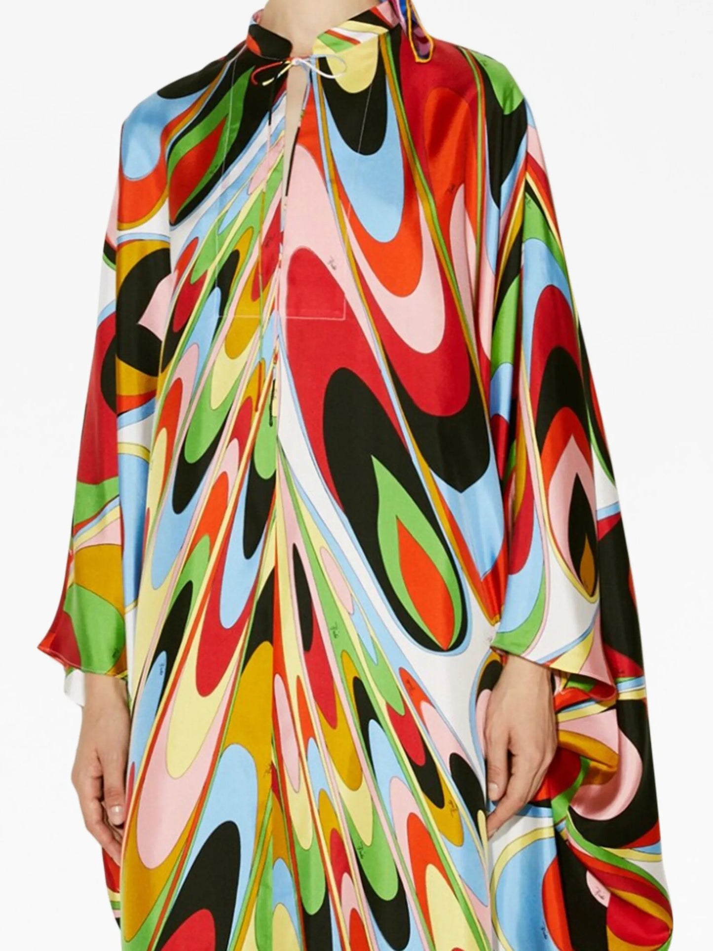 Onde-print silk kaftan dress