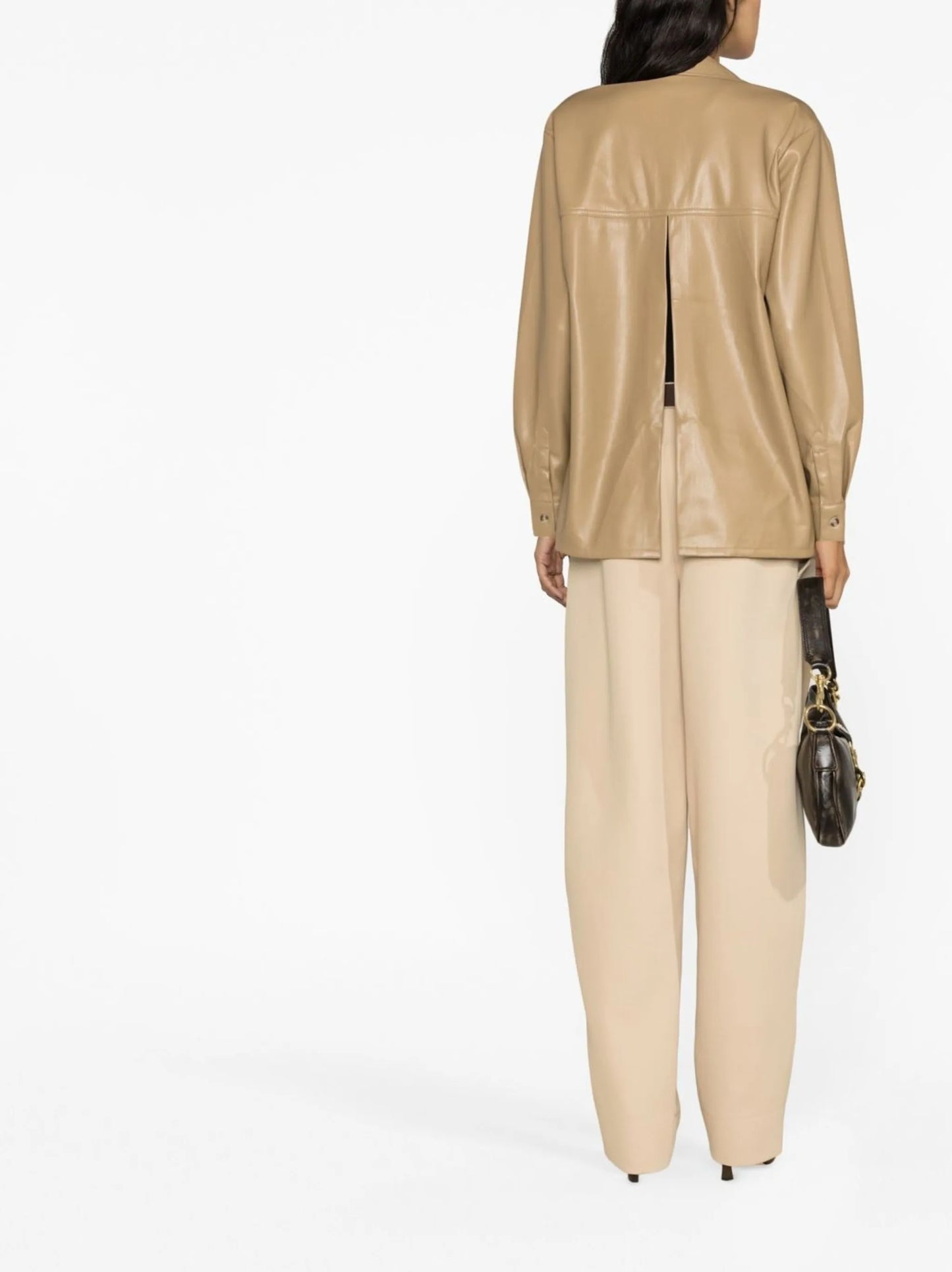 split-back faux leather shirt