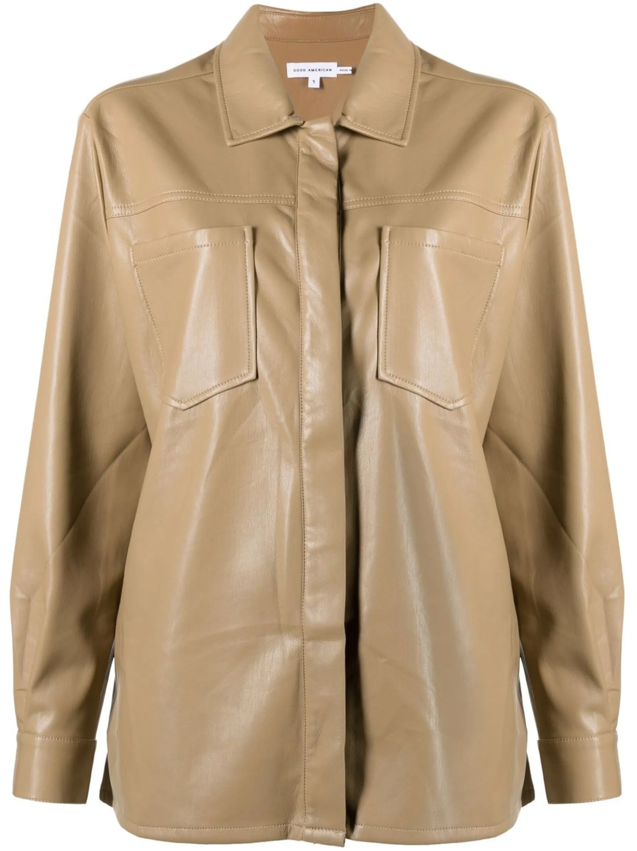 split-back faux leather shirt
