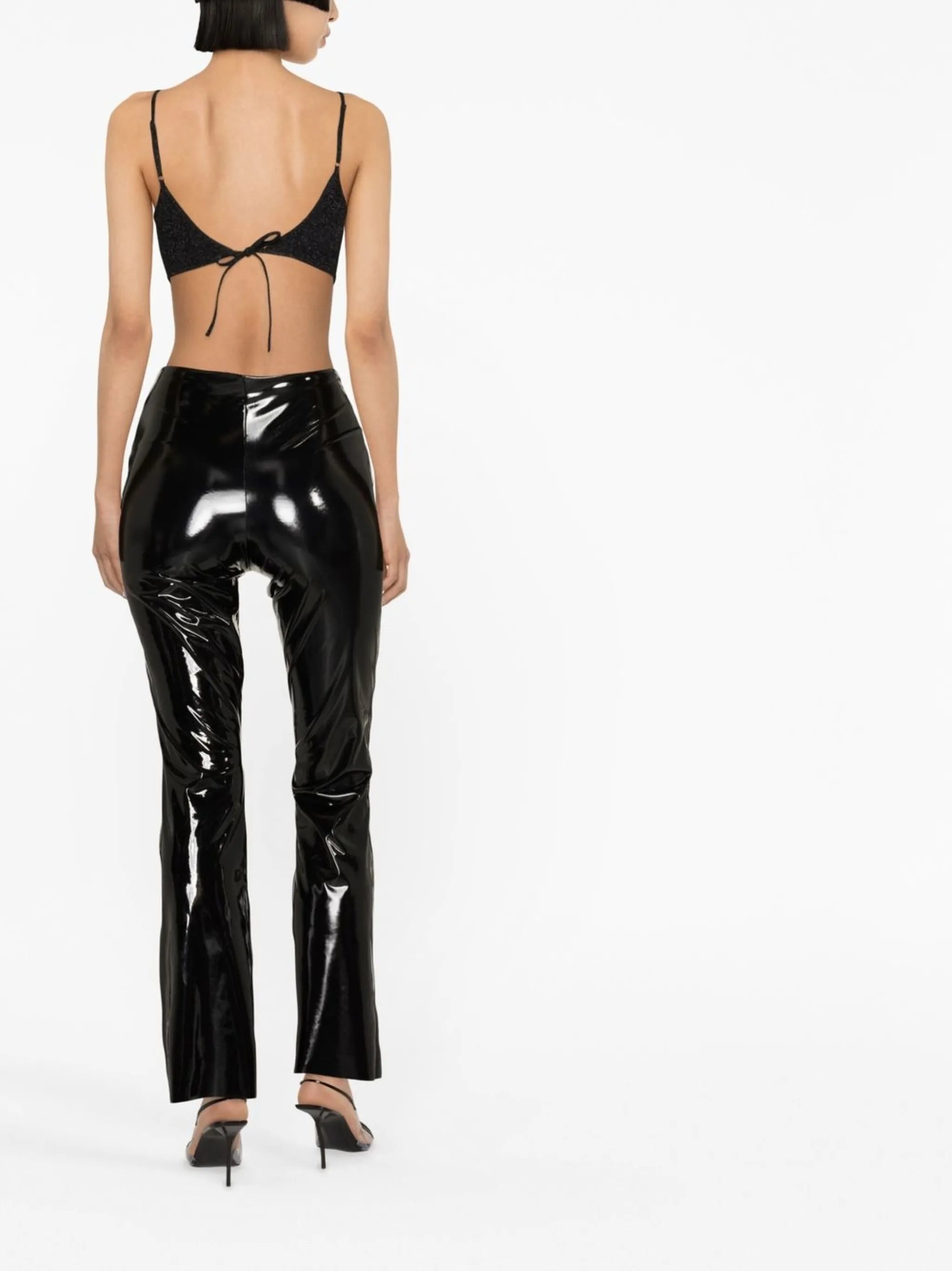 vinyl-effect flared leggings