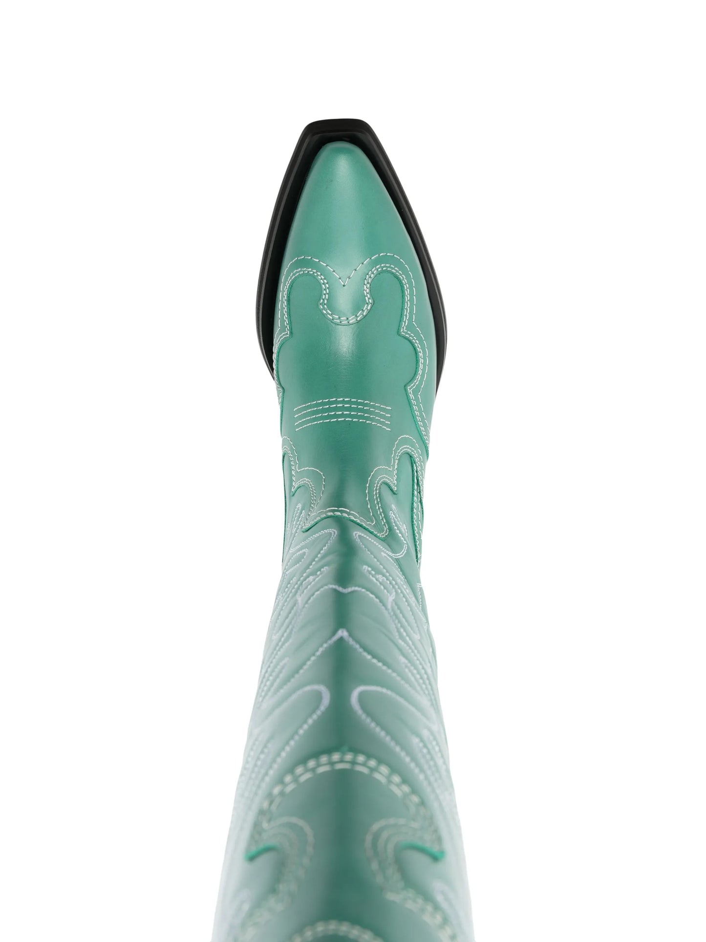 embroidered knee leather boots