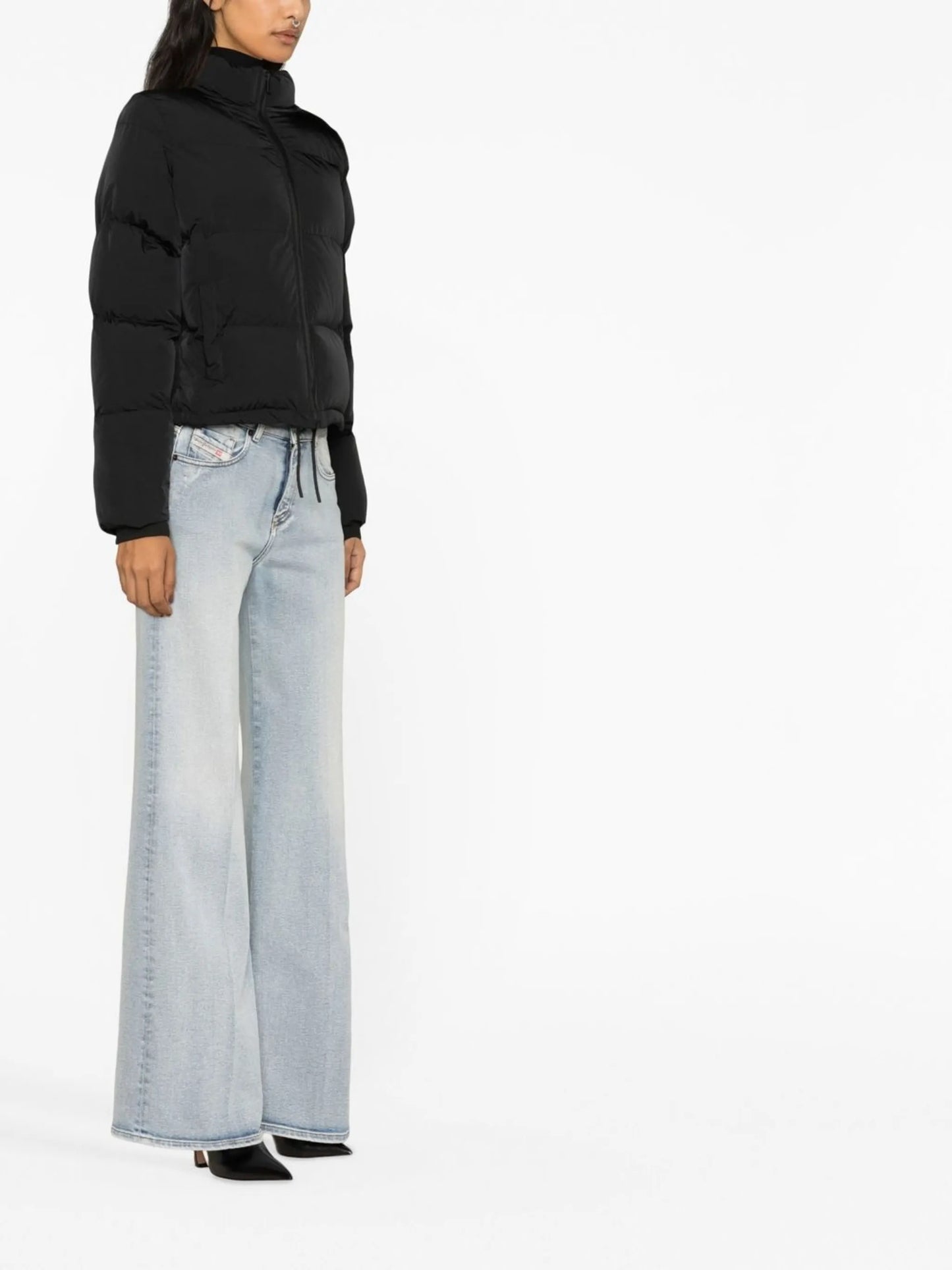 Iridescent cropped puffer jacket