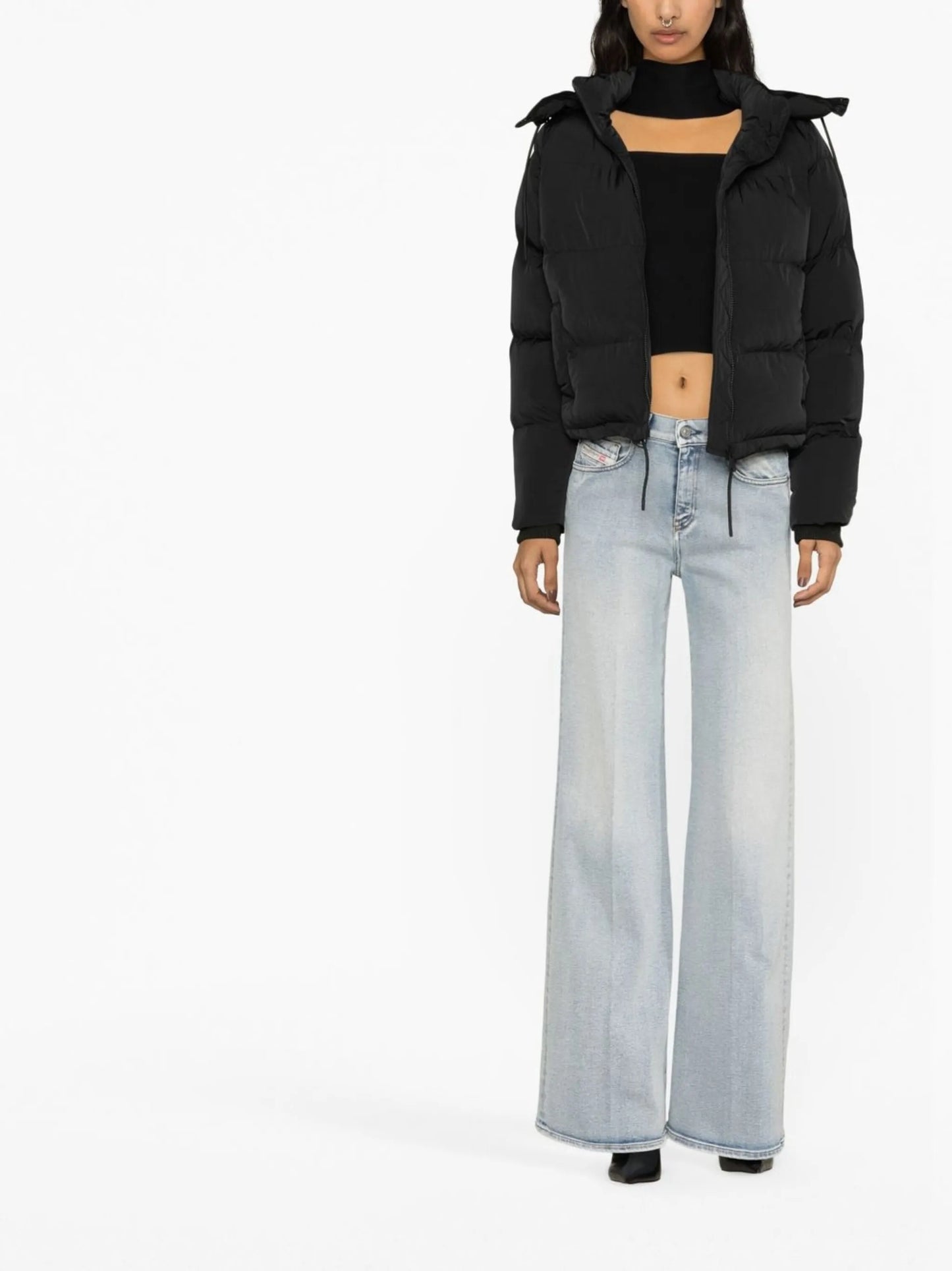 Iridescent cropped puffer jacket
