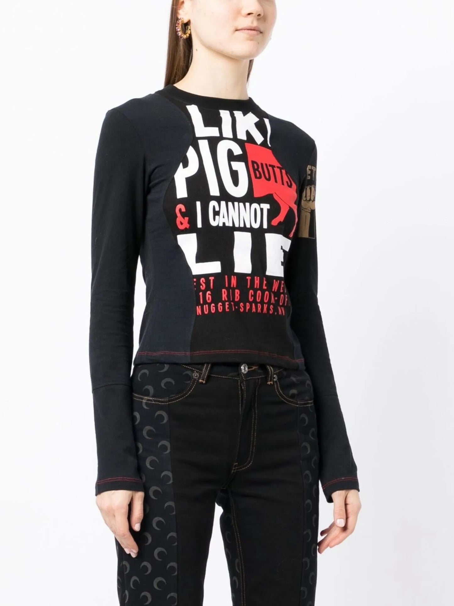 graphic-print panelled long-sleeved T-shirt