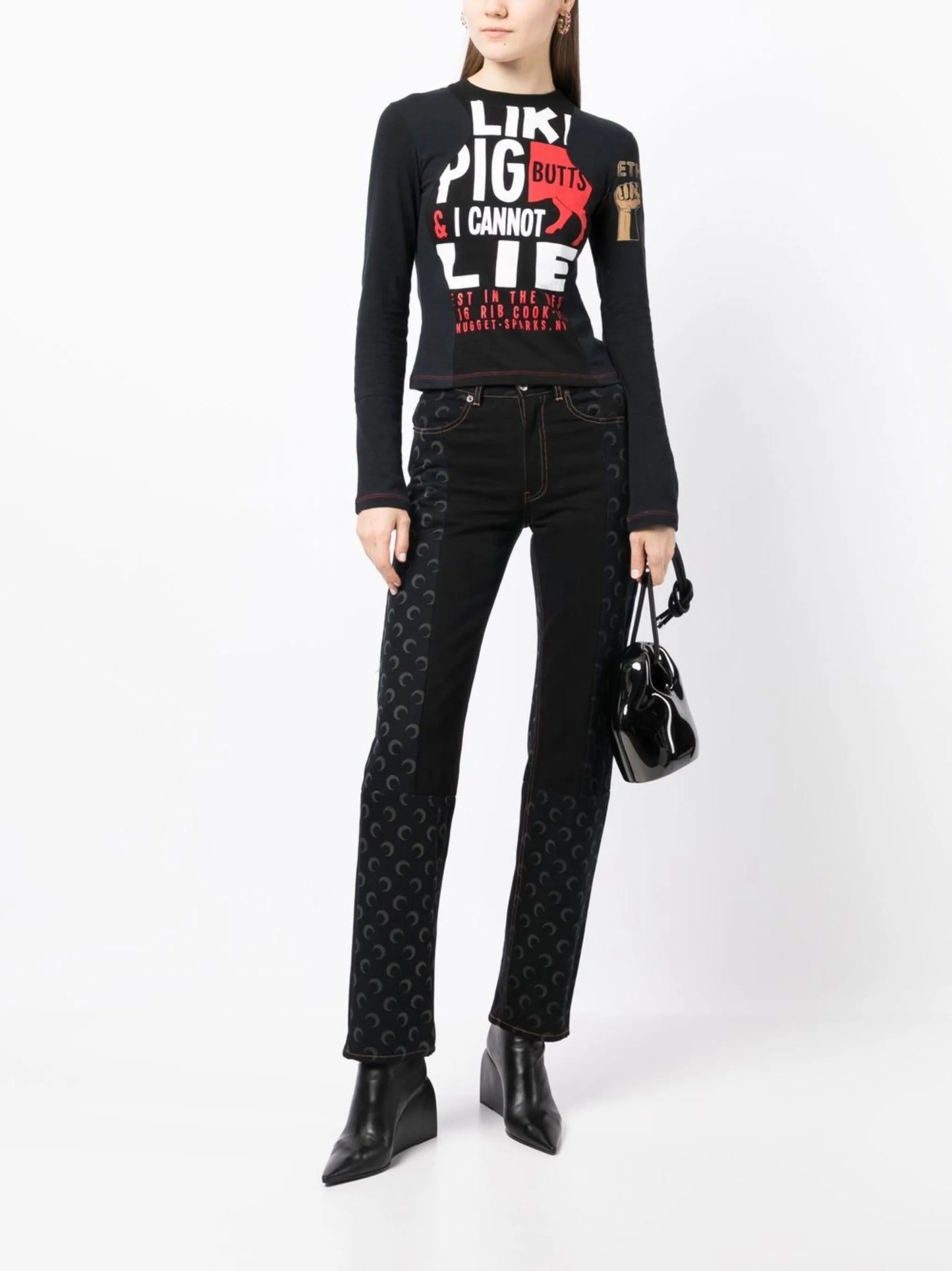 graphic-print panelled long-sleeved T-shirt