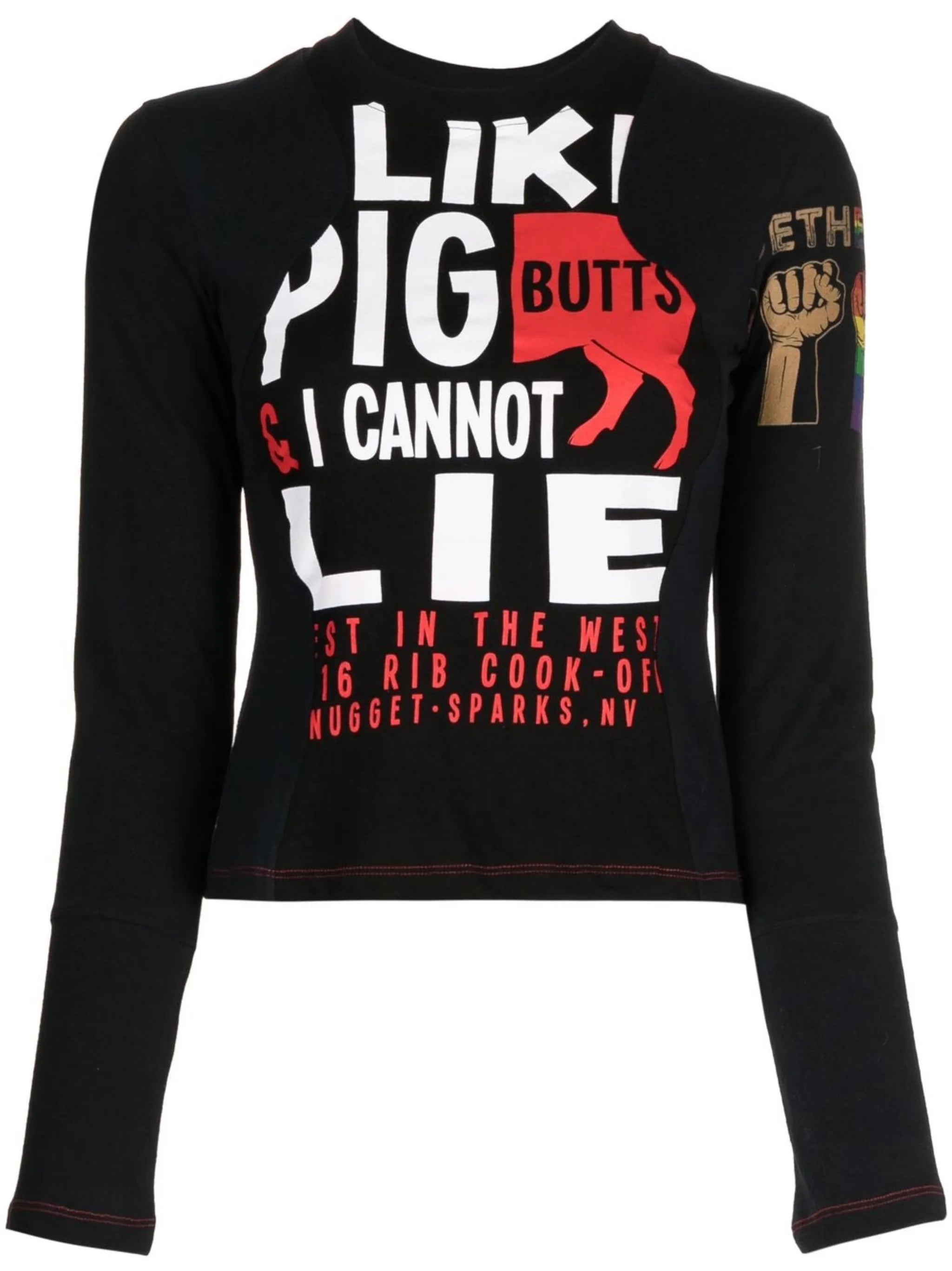 graphic-print panelled long-sleeved T-shirt