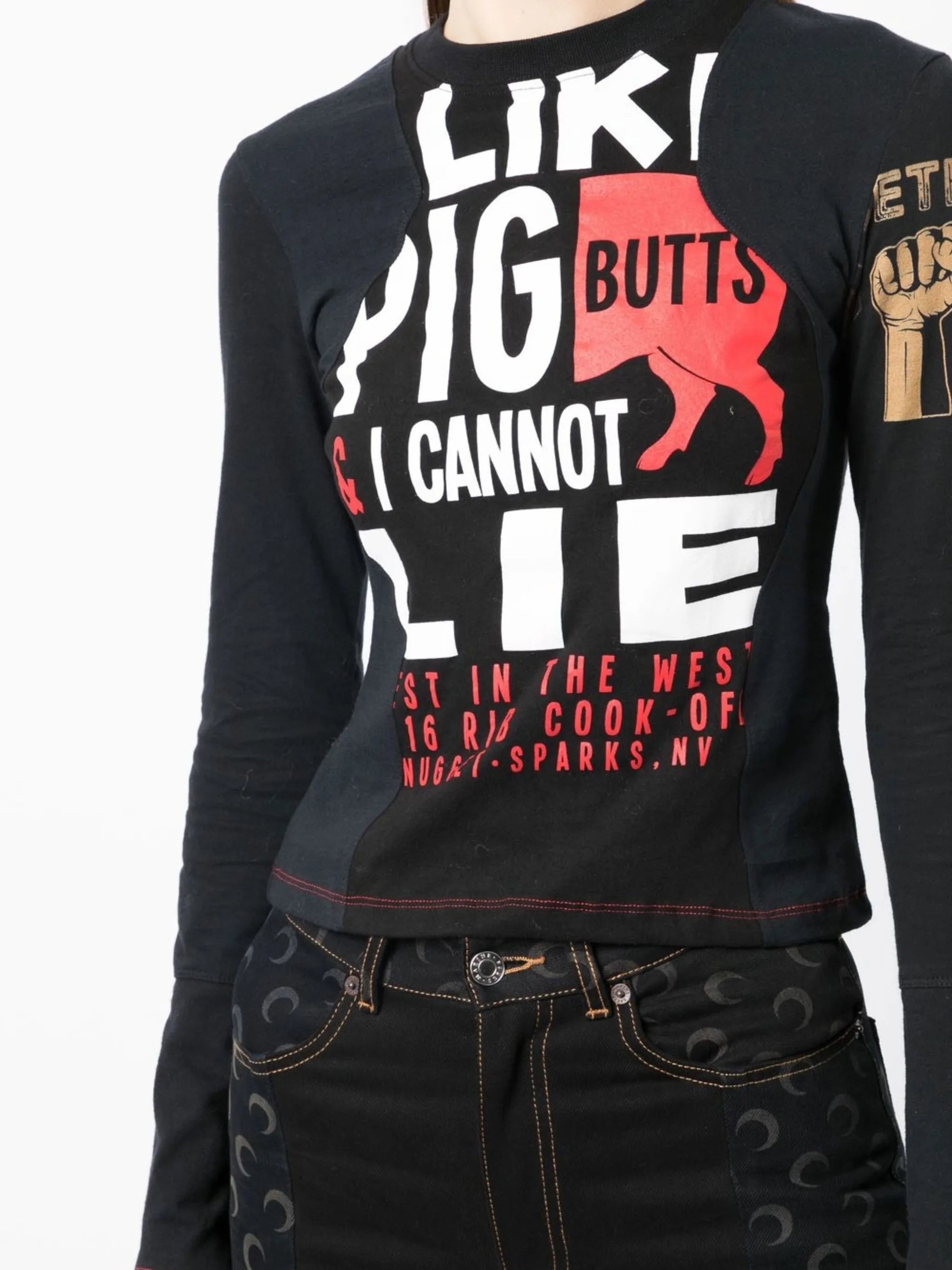 graphic-print panelled long-sleeved T-shirt