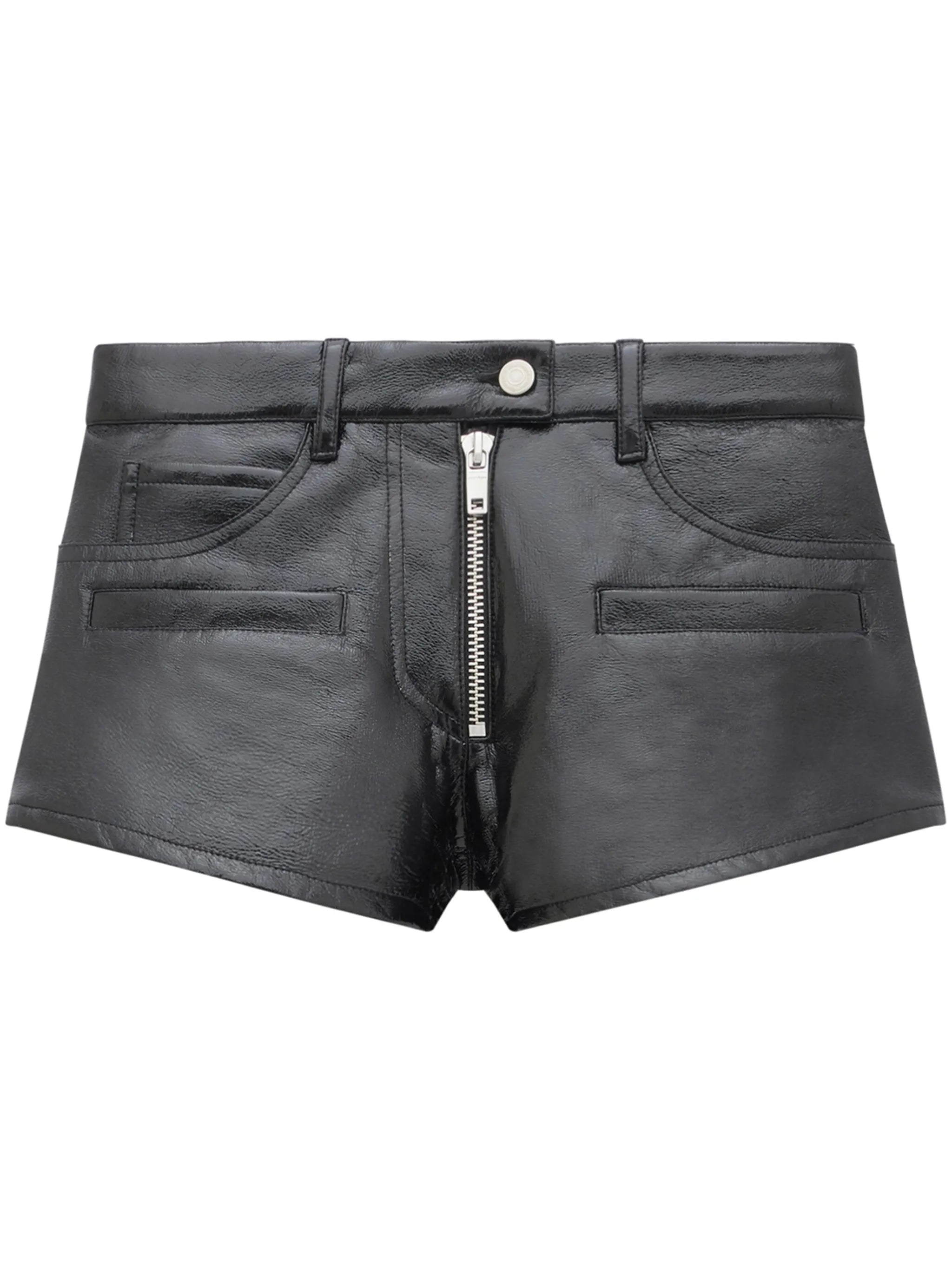 grained-texture mini shorts